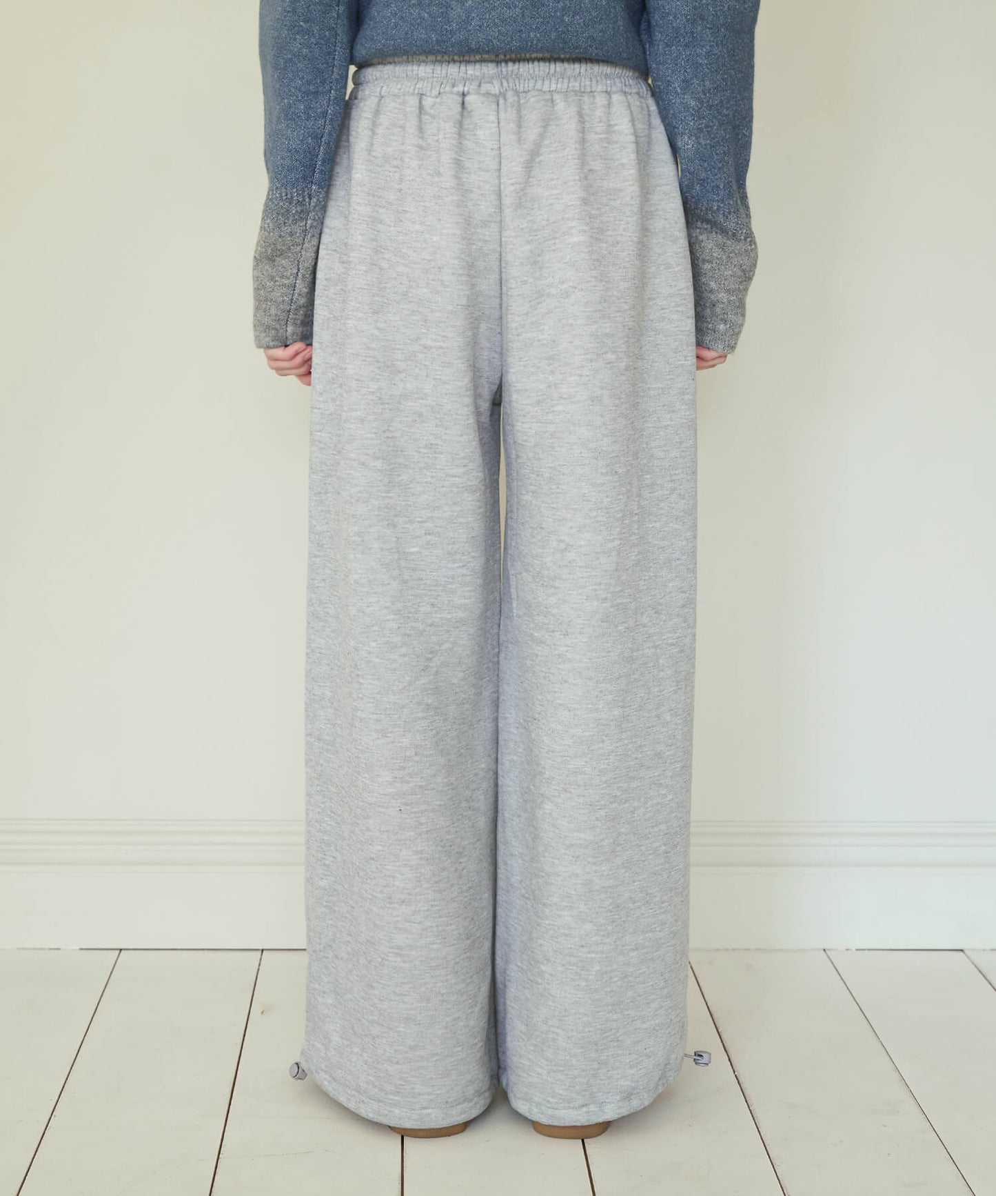 【裏起毛/UNISEX】足長美脚シルエットワイドストレートストリング起毛スウェットパンツ