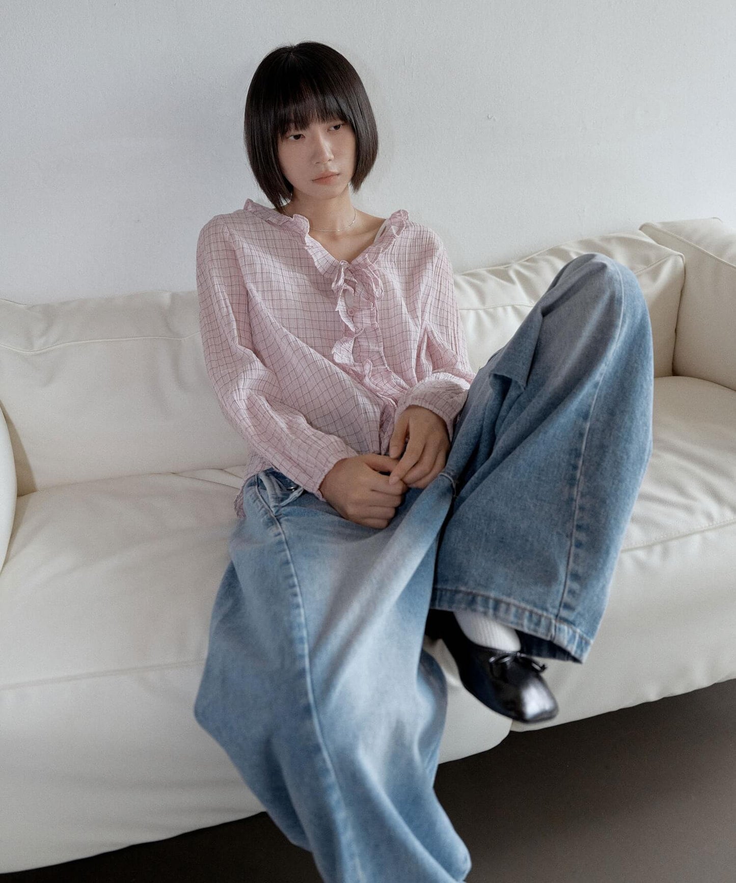 ユニークボタンポケットバルーンシルエットワイドデニムパンツ