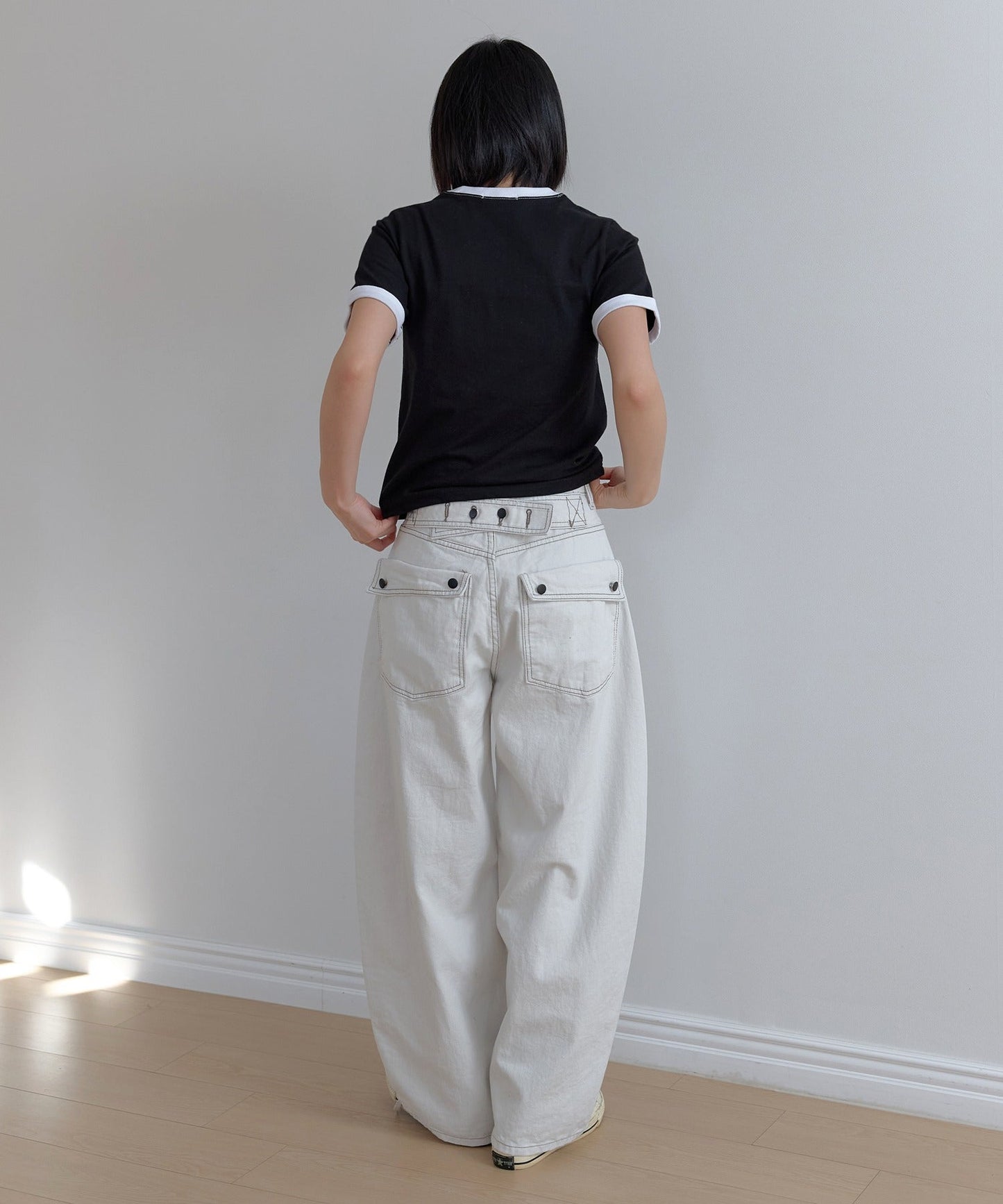 カジュアルフルーツレタリングリンガー半袖Tシャツ