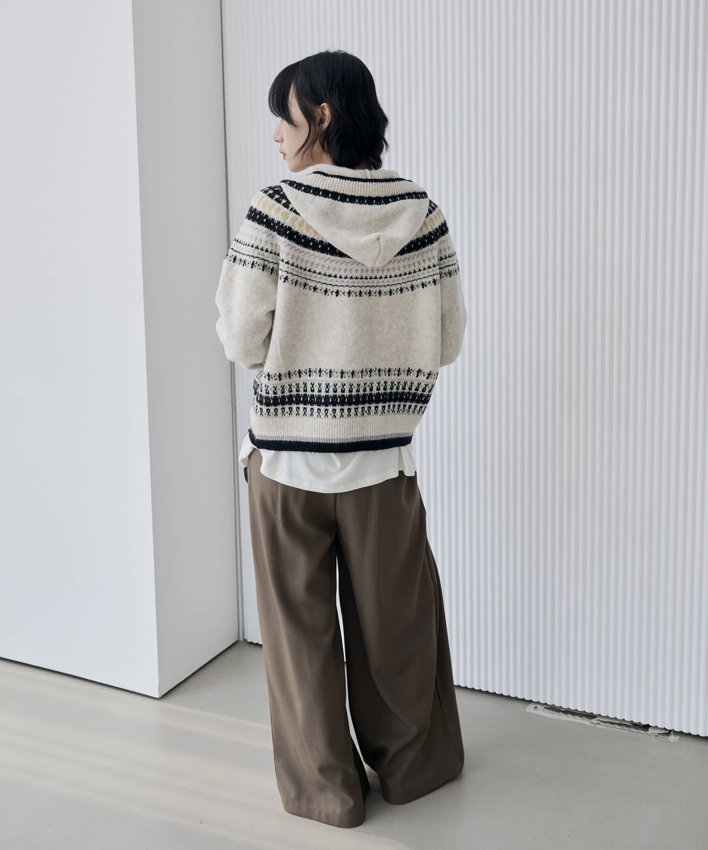 ノルディックフードジャガードニットカーディンガン
