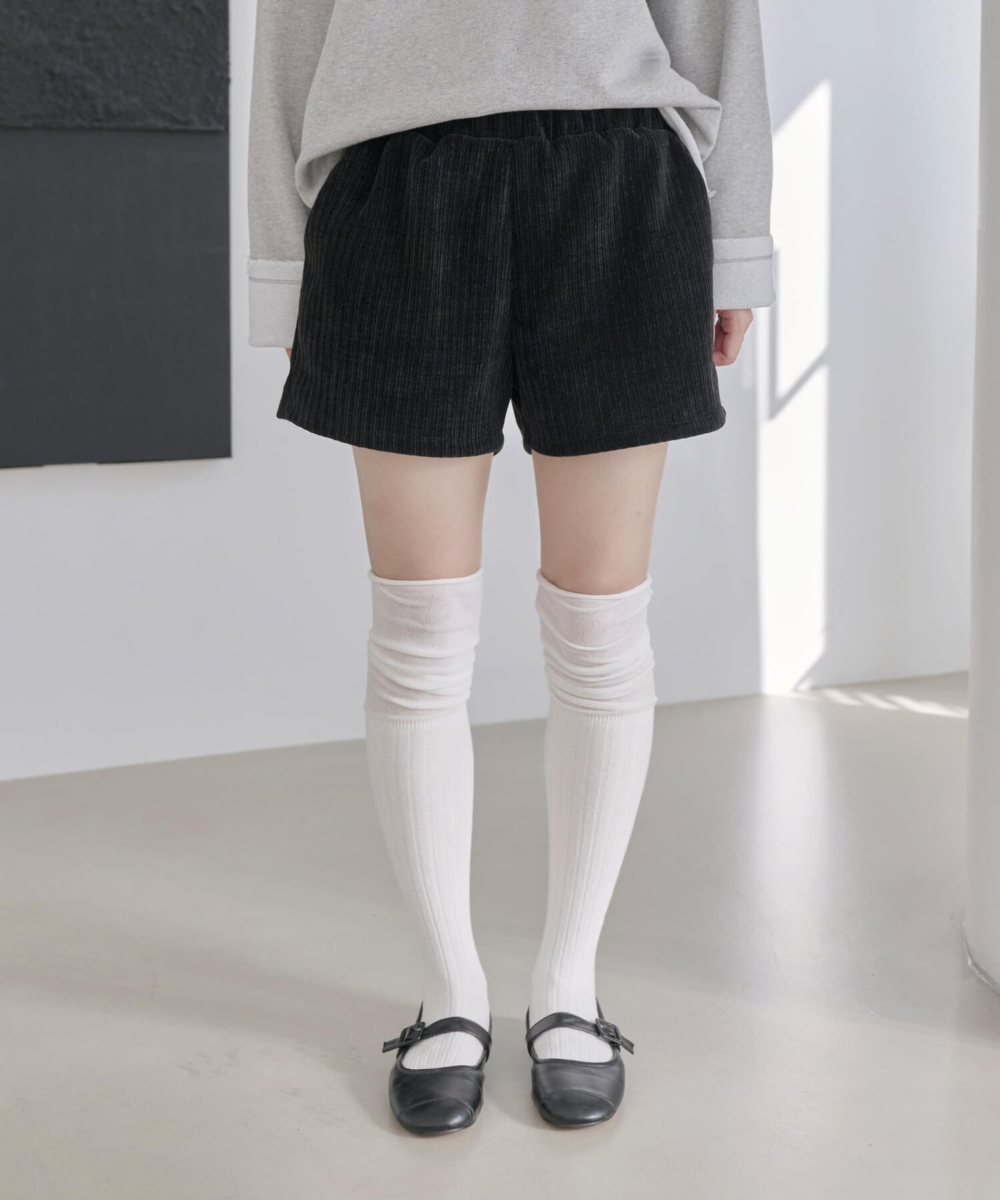 ウエストゴムコーデュロイニットショートパンツ