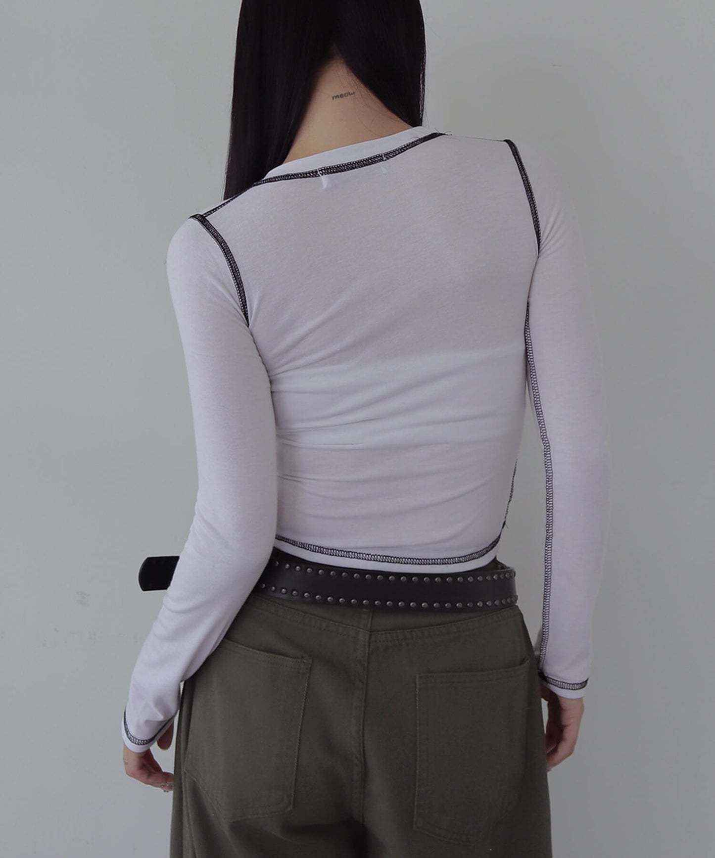 バイカラーオールドステッチ長袖Tシャツカットソー