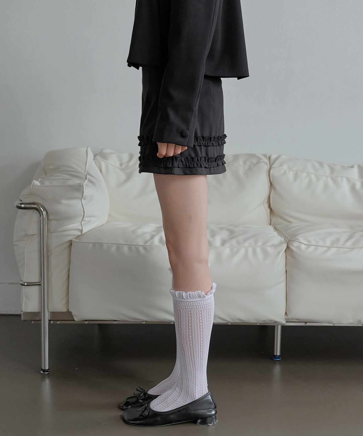 【UNE ORIGINAL】【伸縮性のあるインナーパンツ付き】ダブルフリルミニスカート