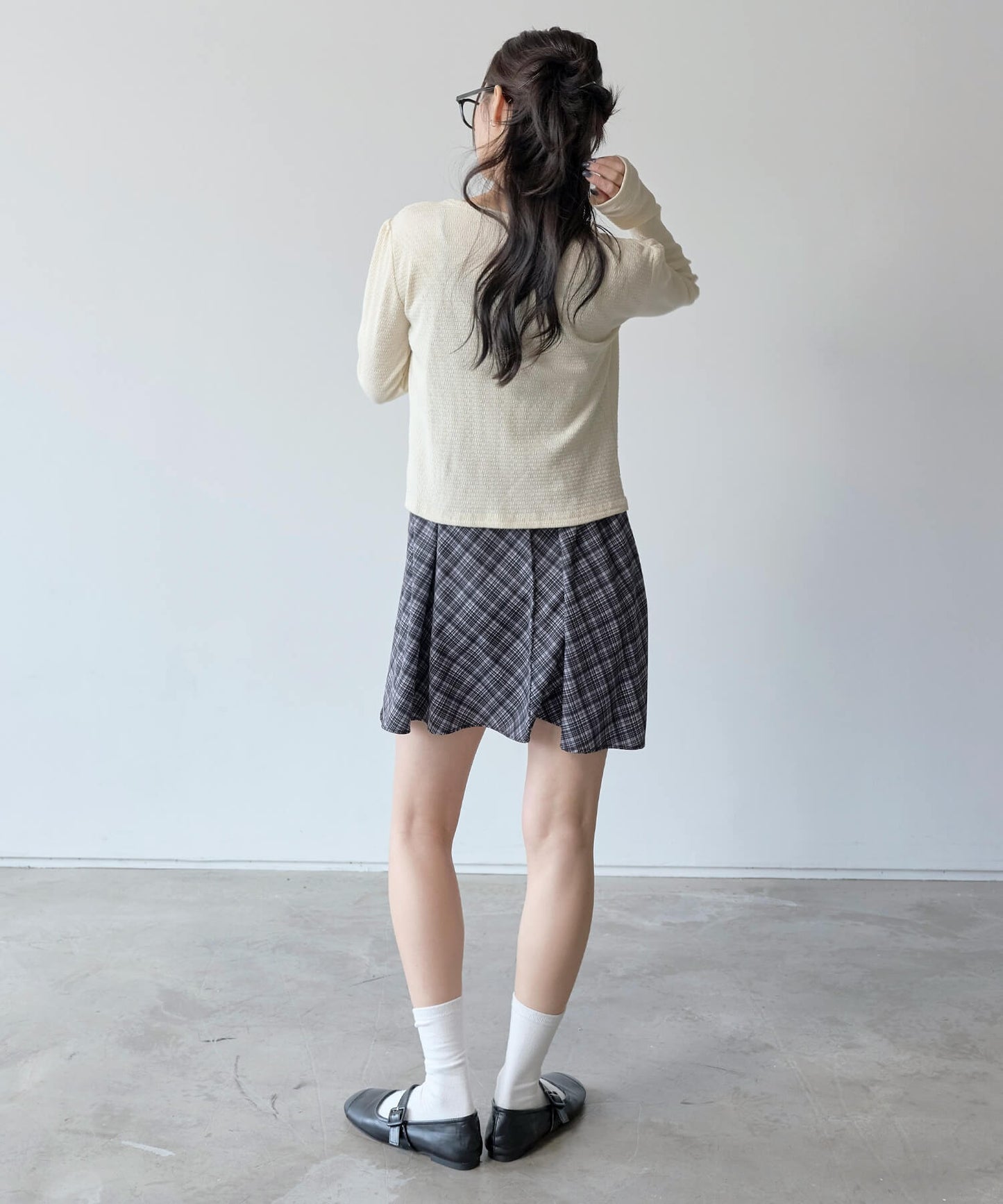 ボヘミアンリボンチェックミニワンピース