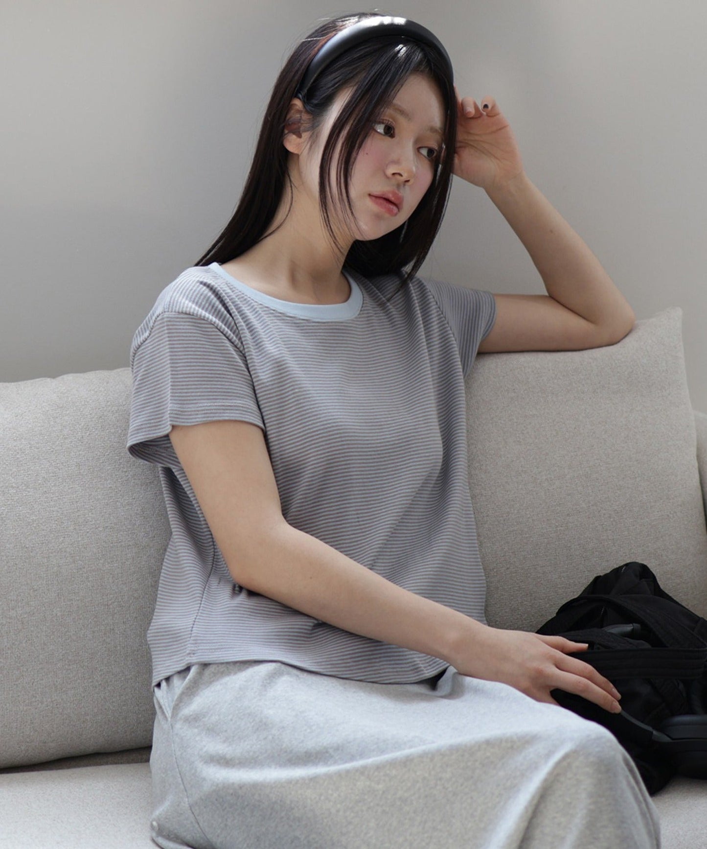 【オリジナル】ベーシックバイカラーストライプリンガー半袖Tシャツ