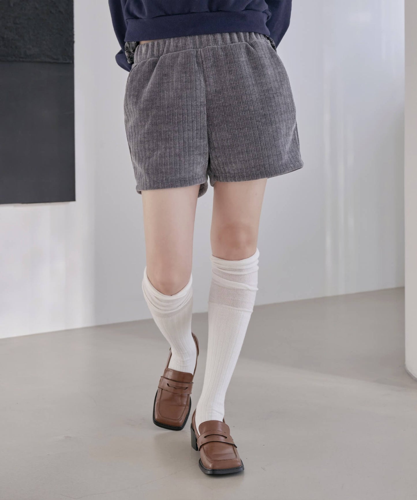 ウエストゴムコーデュロイニットショートパンツ