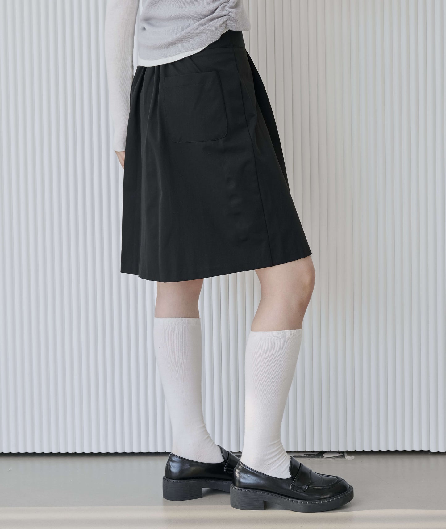 【ポケット取り外し可能】ベーシックプリーツセミロングスカート