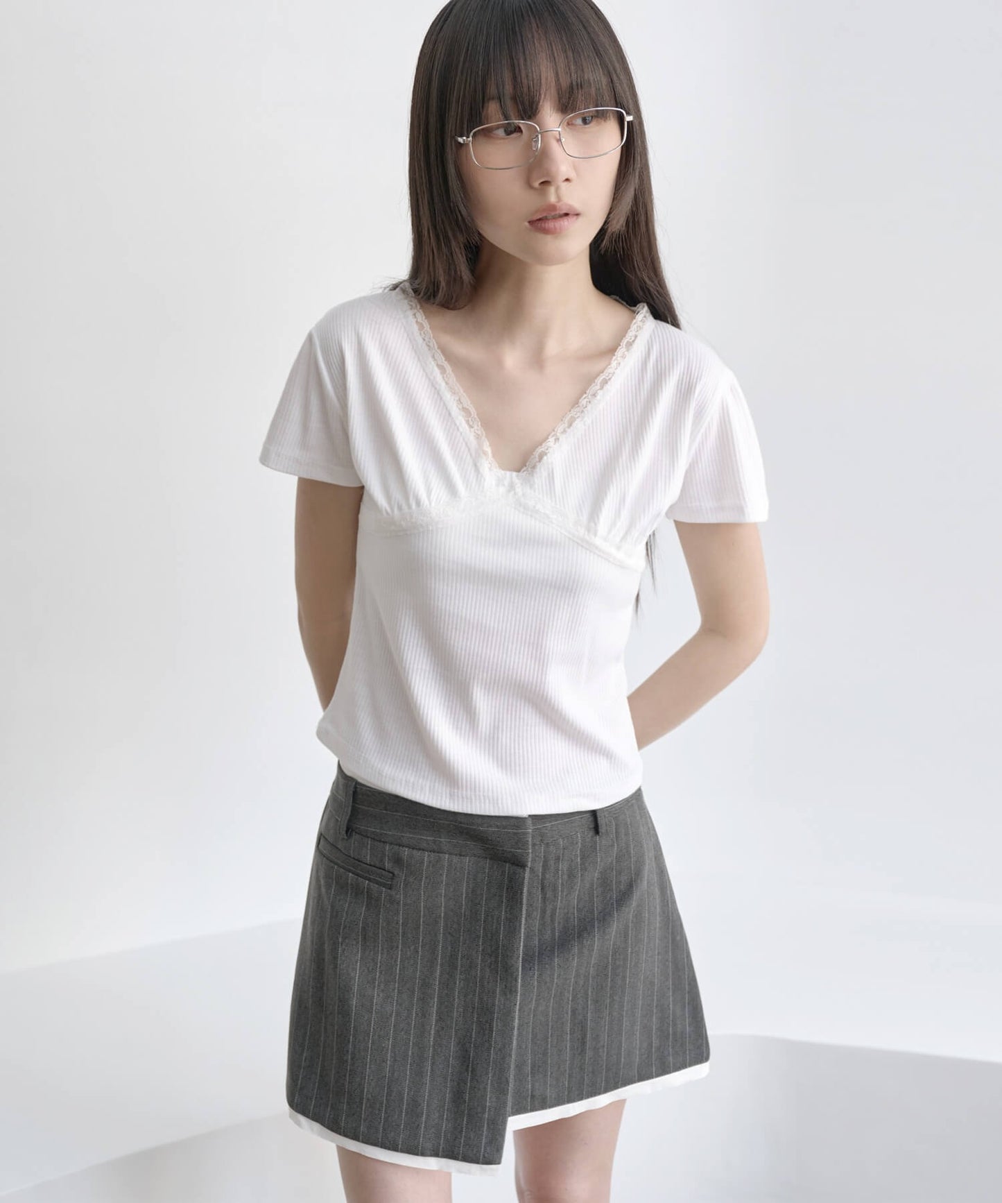 【UNE ORIGINAL】バレエコアラブリーレース半袖Ｔシャツカットソー