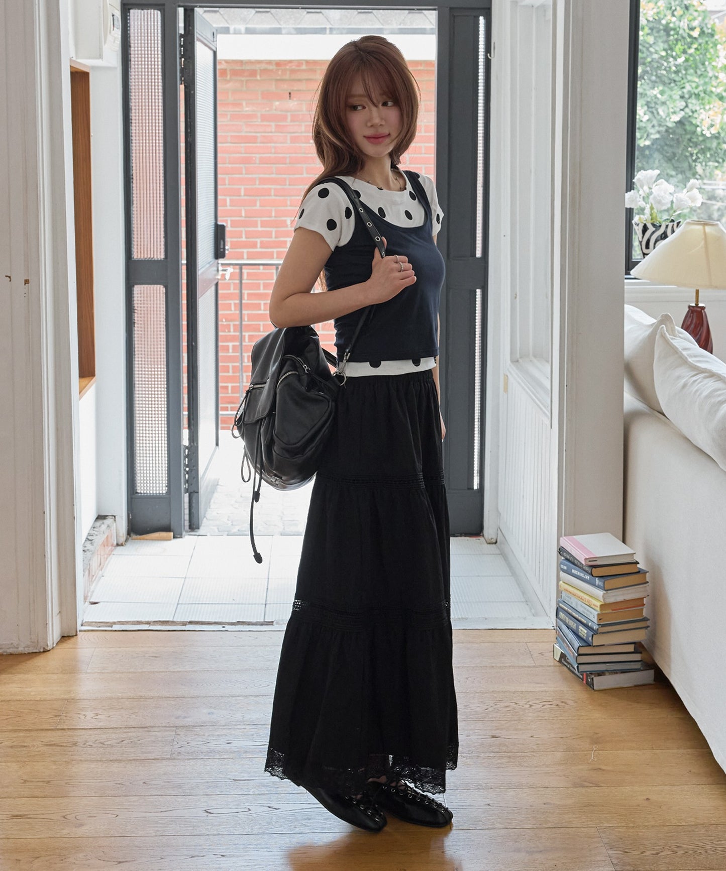 ラブリーレースコットンカンカンティアードスカート