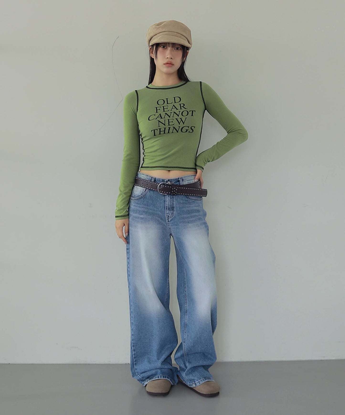 バイカラーオールドステッチ長袖Tシャツカットソー