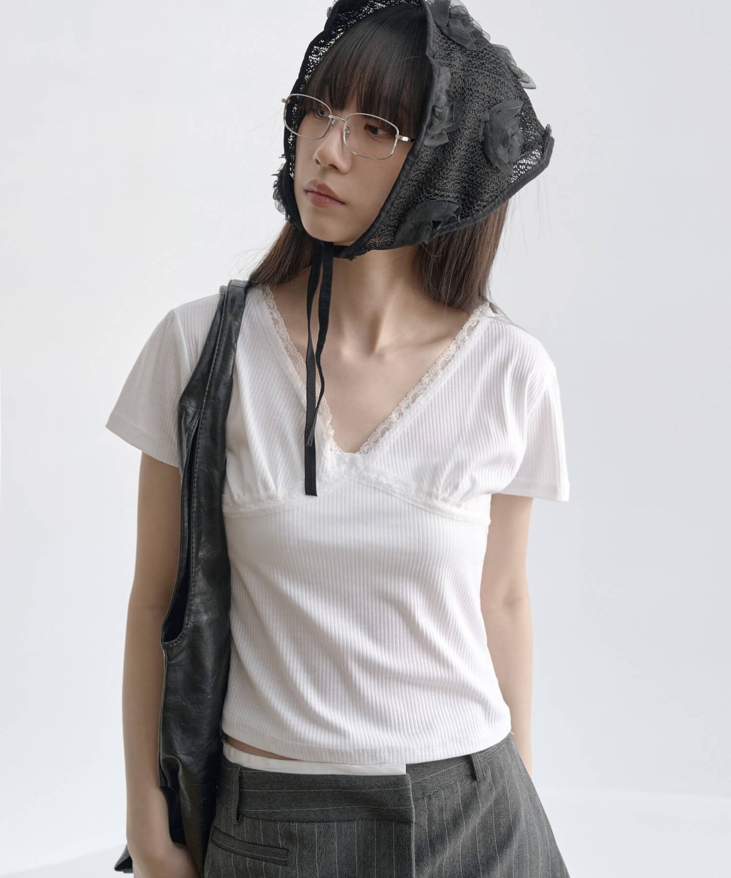【UNE ORIGINAL】バレエコアラブリーレース半袖Ｔシャツカットソー