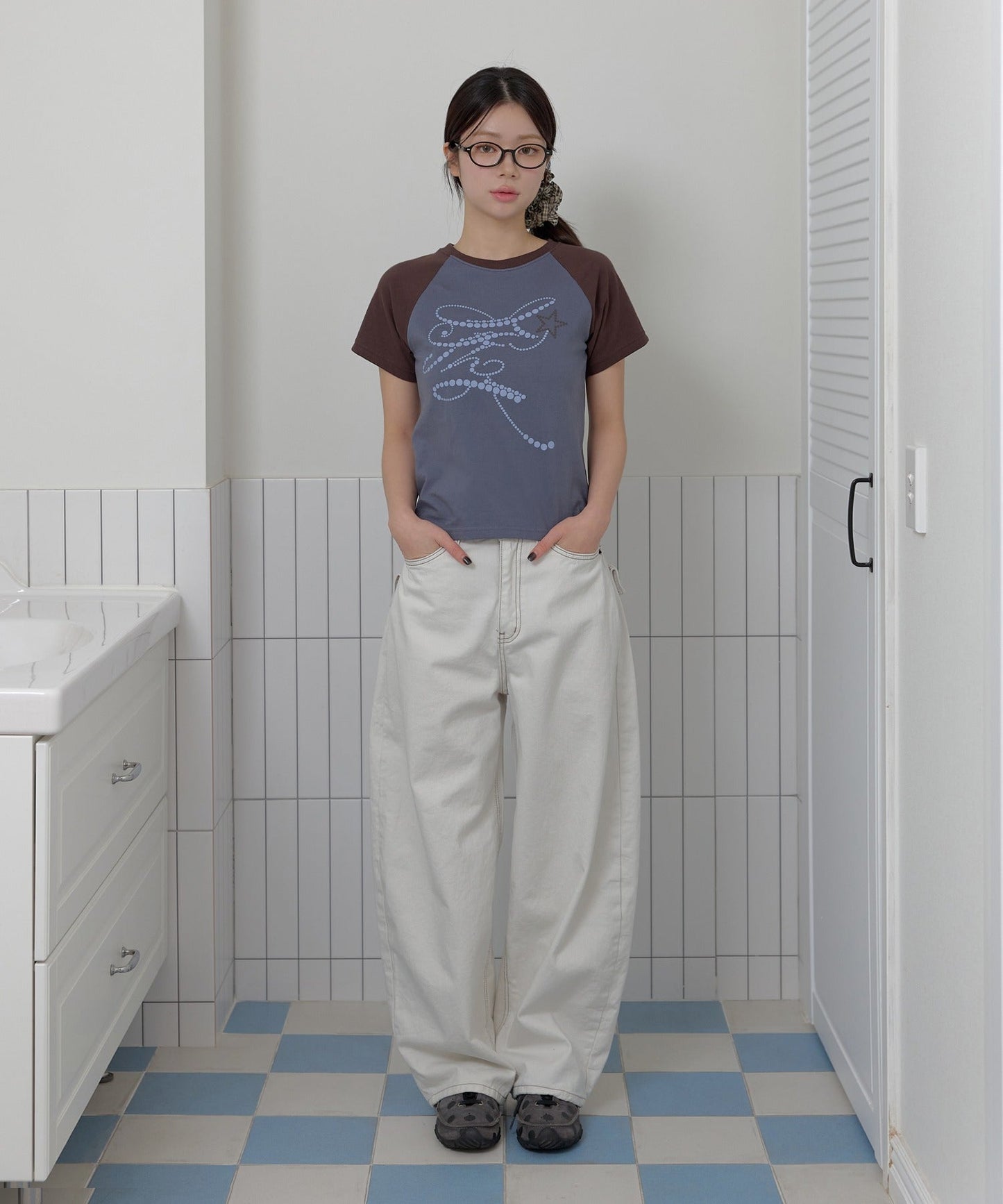 フェアリーナグランカジュアルレタリングバイカラー半袖Tシャツカットソー