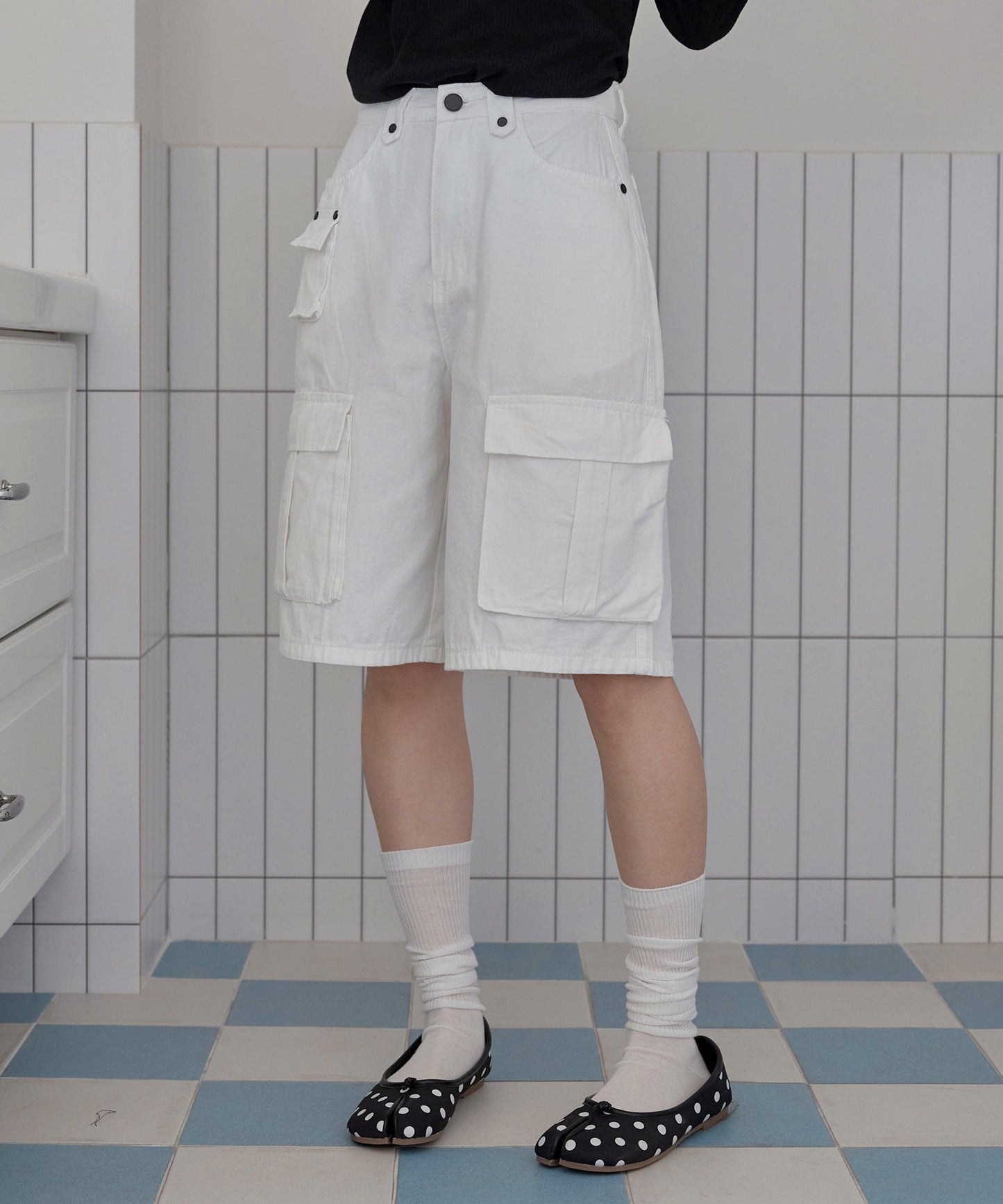 マルチカーゴユニークポケットバミューダハーフパンツ