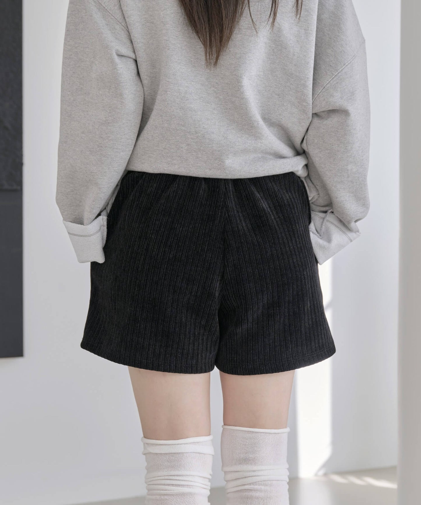 ウエストゴムコーデュロイニットショートパンツ