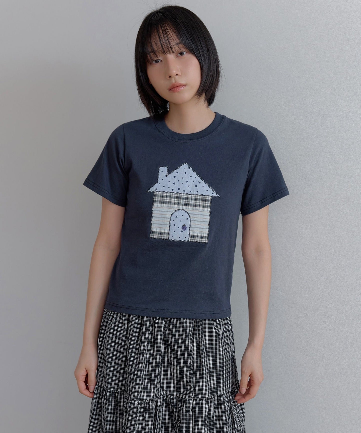 ユニークスターホーム刺繍半袖Tシャツカットソー