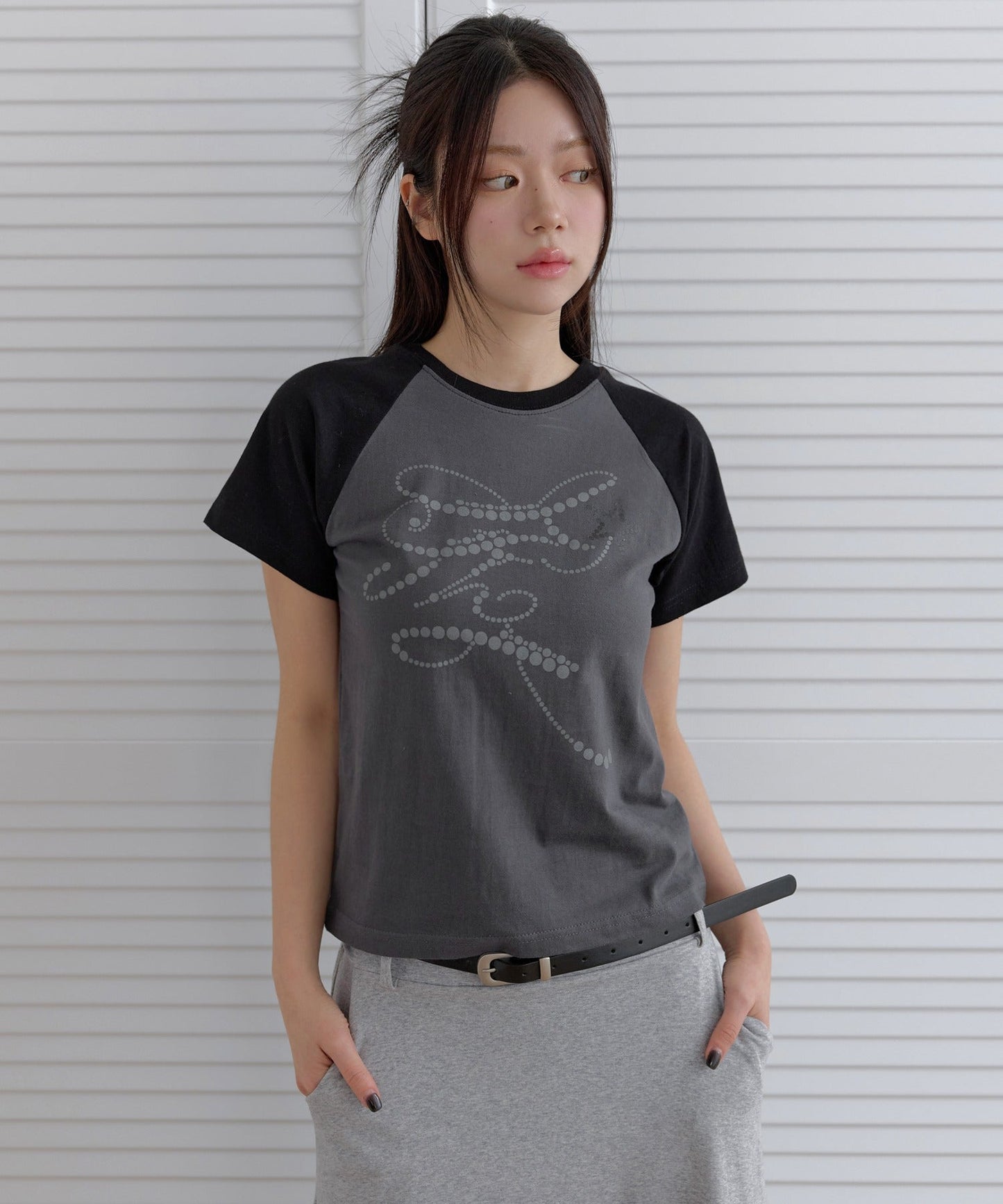 フェアリーナグランカジュアルレタリングバイカラー半袖Tシャツカットソー