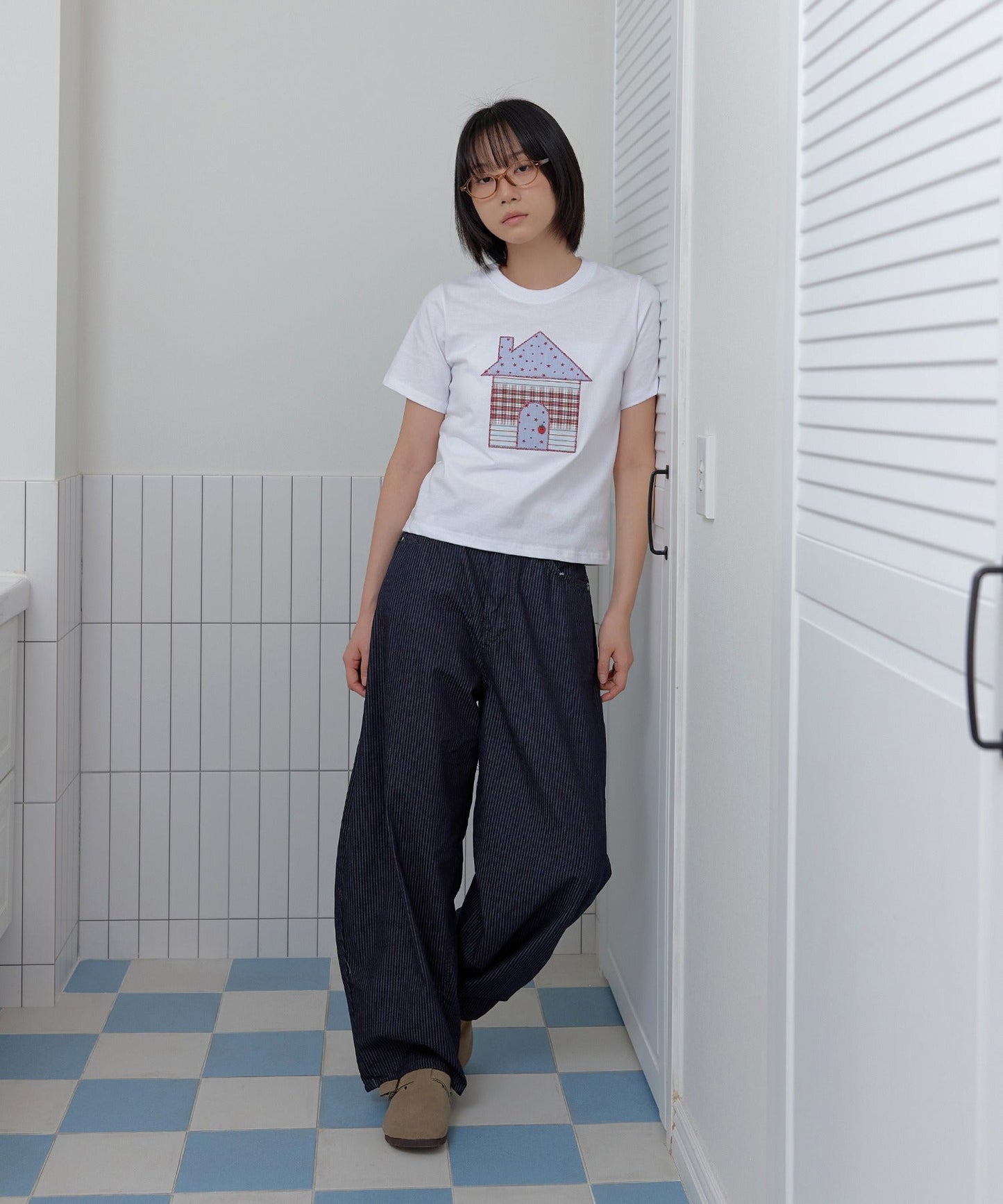 ユニークスターホーム刺繍半袖Tシャツカットソー