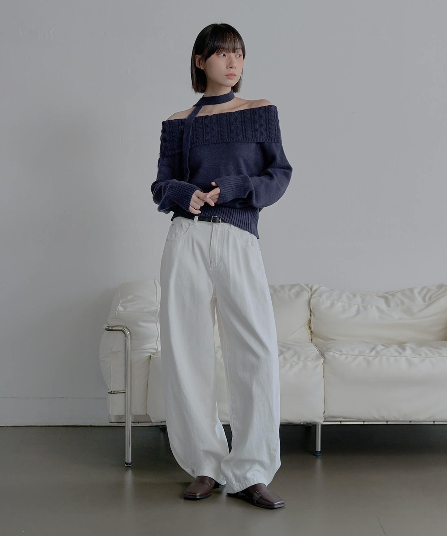 【裾のボタンでシルエット調節可能】サイドバルーンシルエットカラーチノパンツ