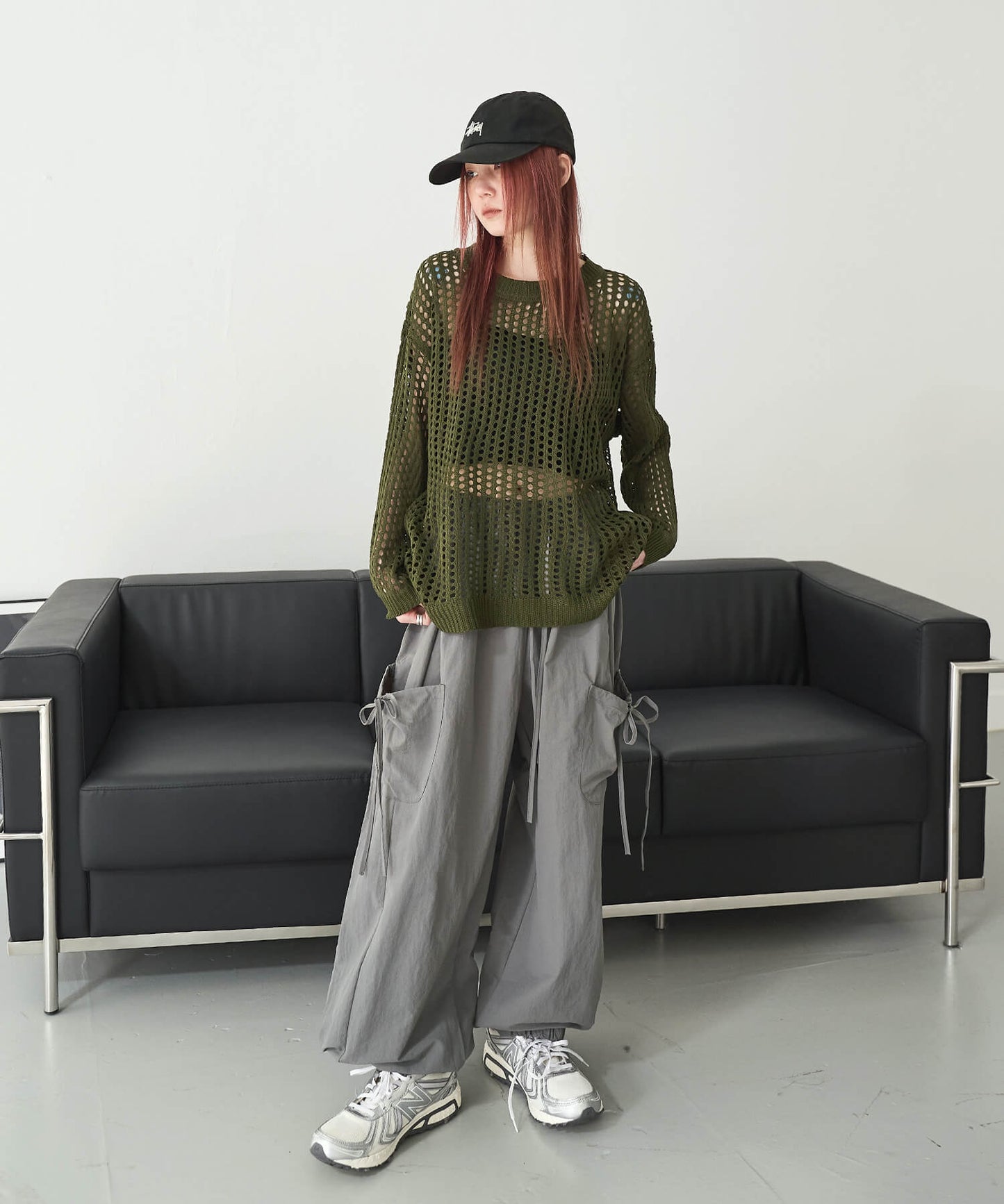 【UNISEX】メンズライクスポーティーカーゴサイドリボンナイロンプルオンパンツ