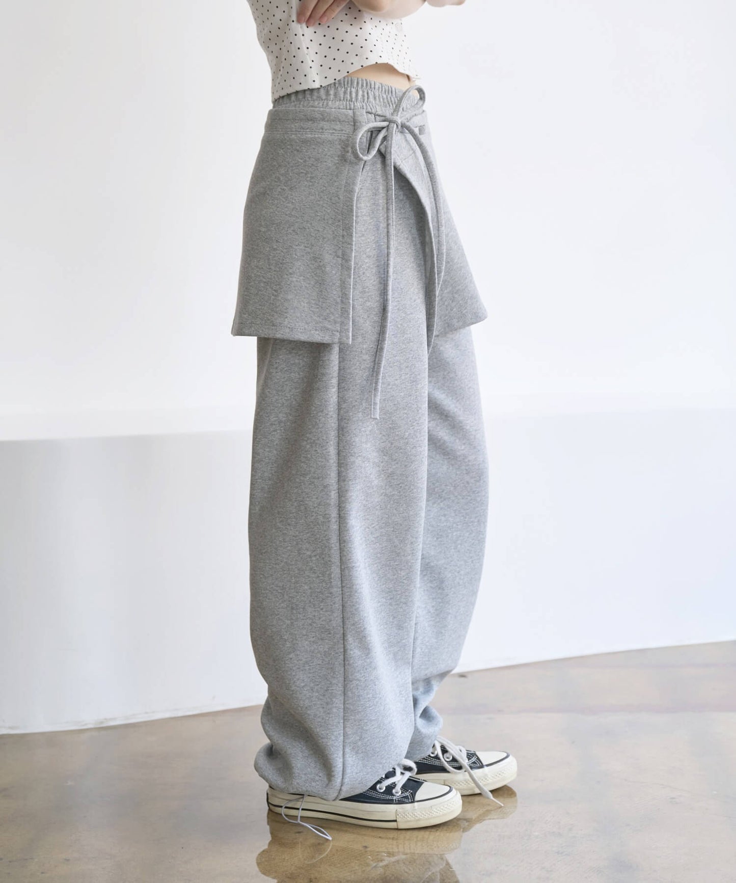 【スカート取り外し可能】 ラップスカート＆ストリングスウェットSETパンツ