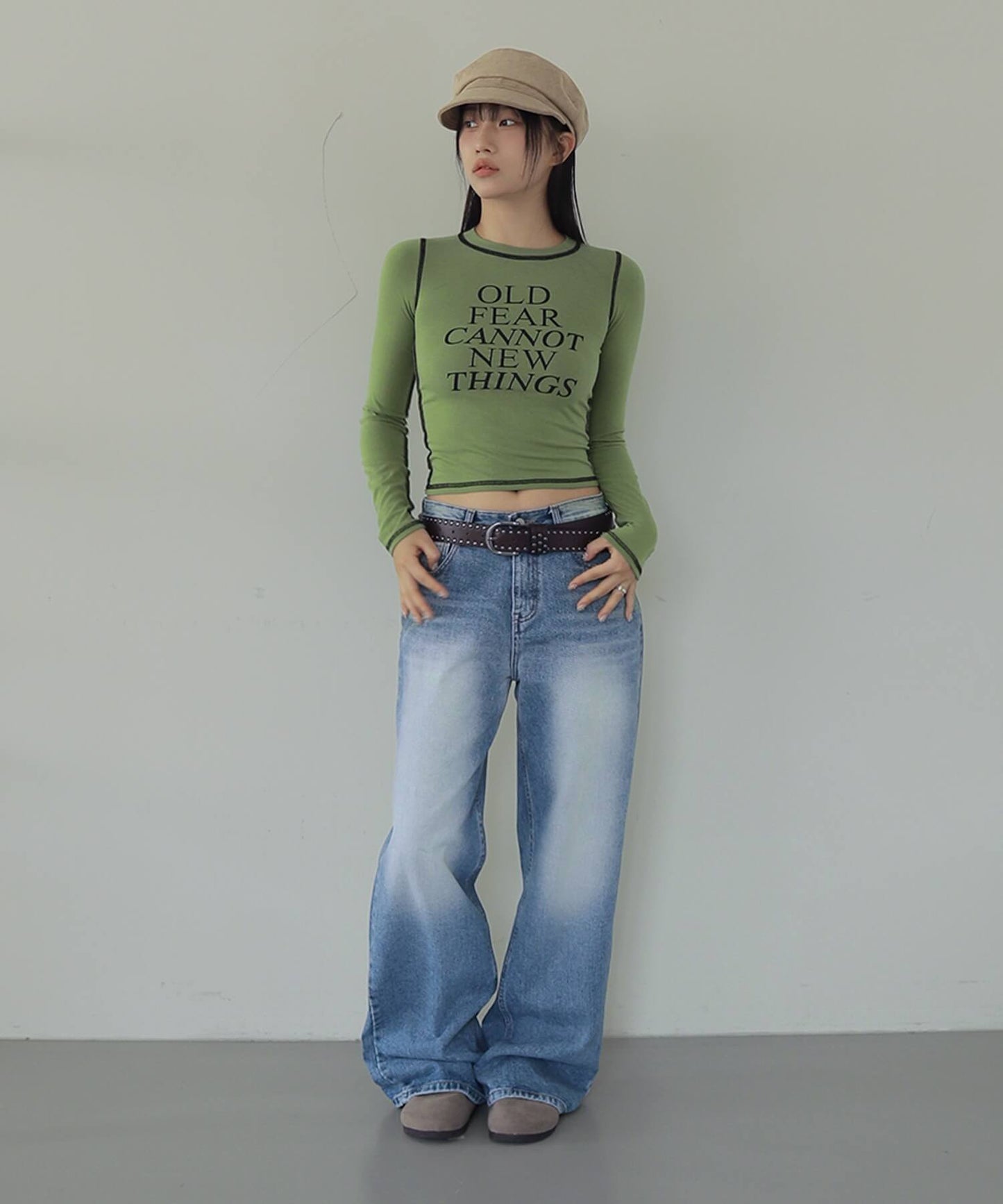 バイカラーオールドステッチ長袖Tシャツカットソー