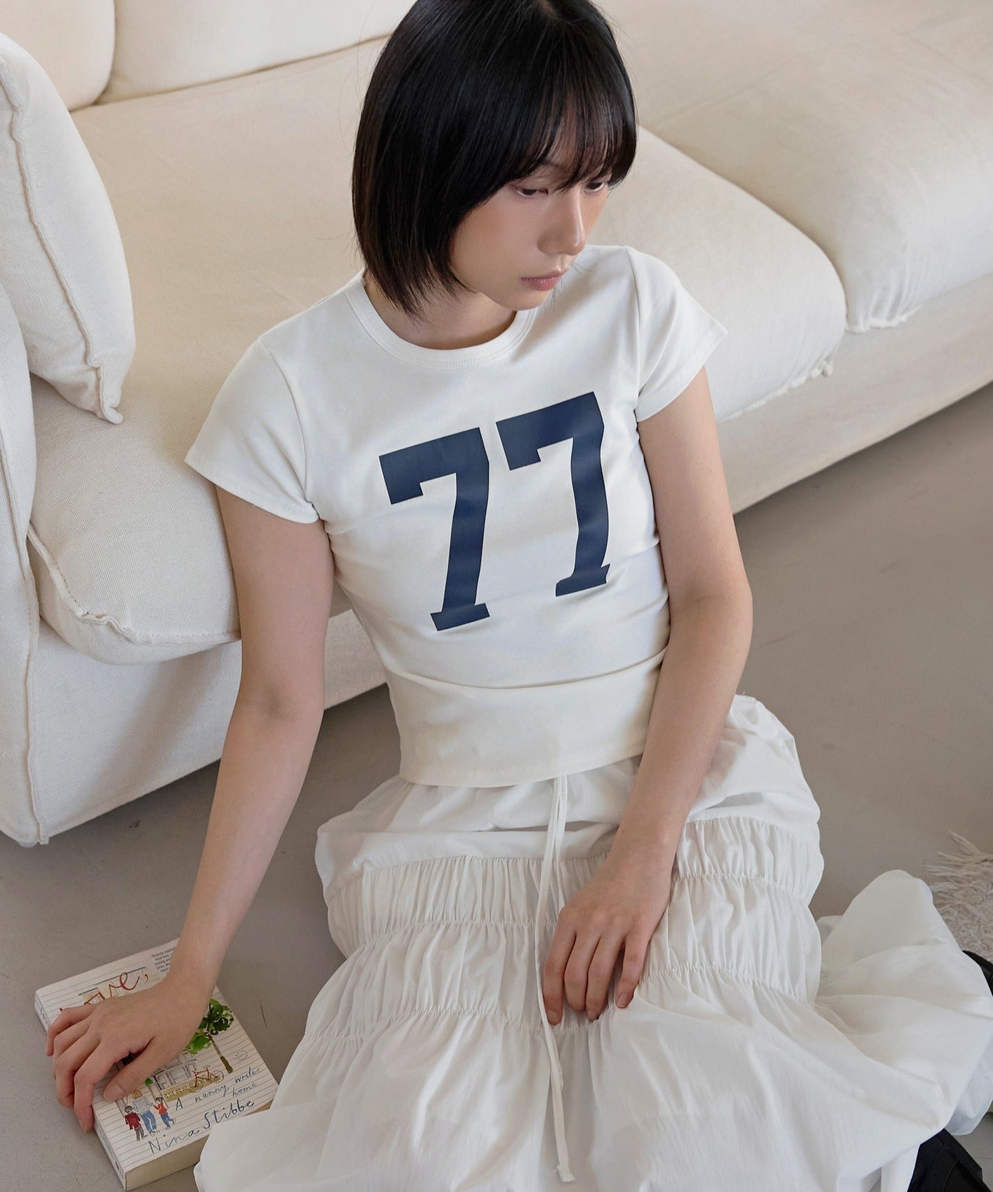 パステルナンバリングプリント半袖Tシャツ