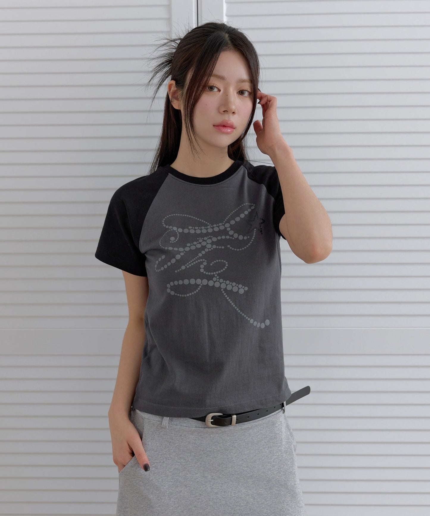 フェアリーナグランカジュアルレタリングバイカラー半袖Tシャツカットソー