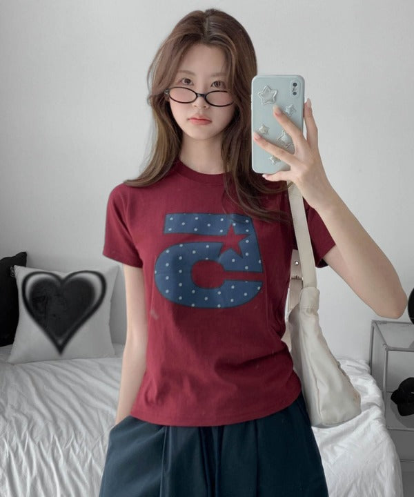 Ｎｏ.5スターロゴクロップド半袖Ｔシャツ