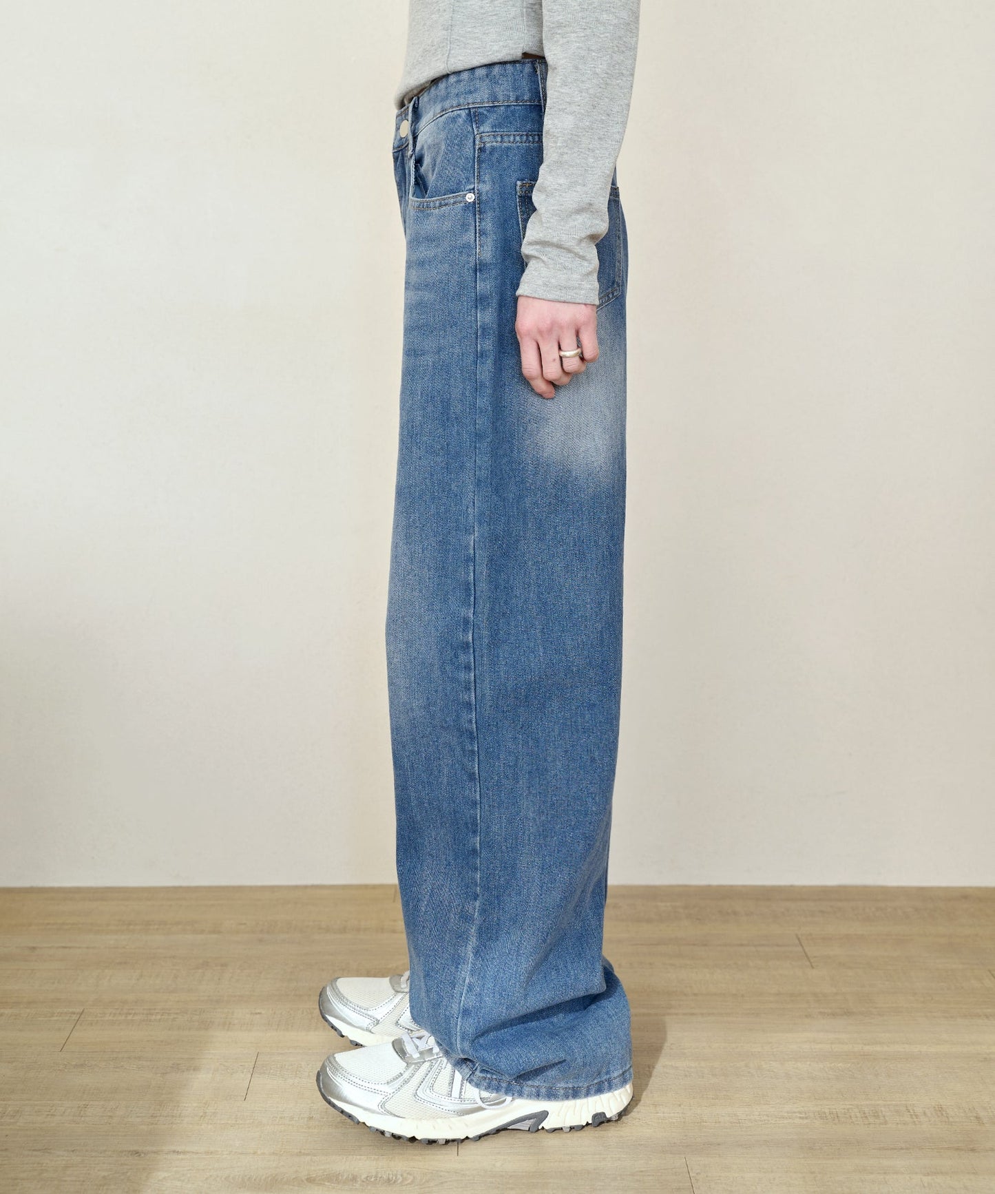 【UNISEX】ウォッシングワイドデニムパンツ