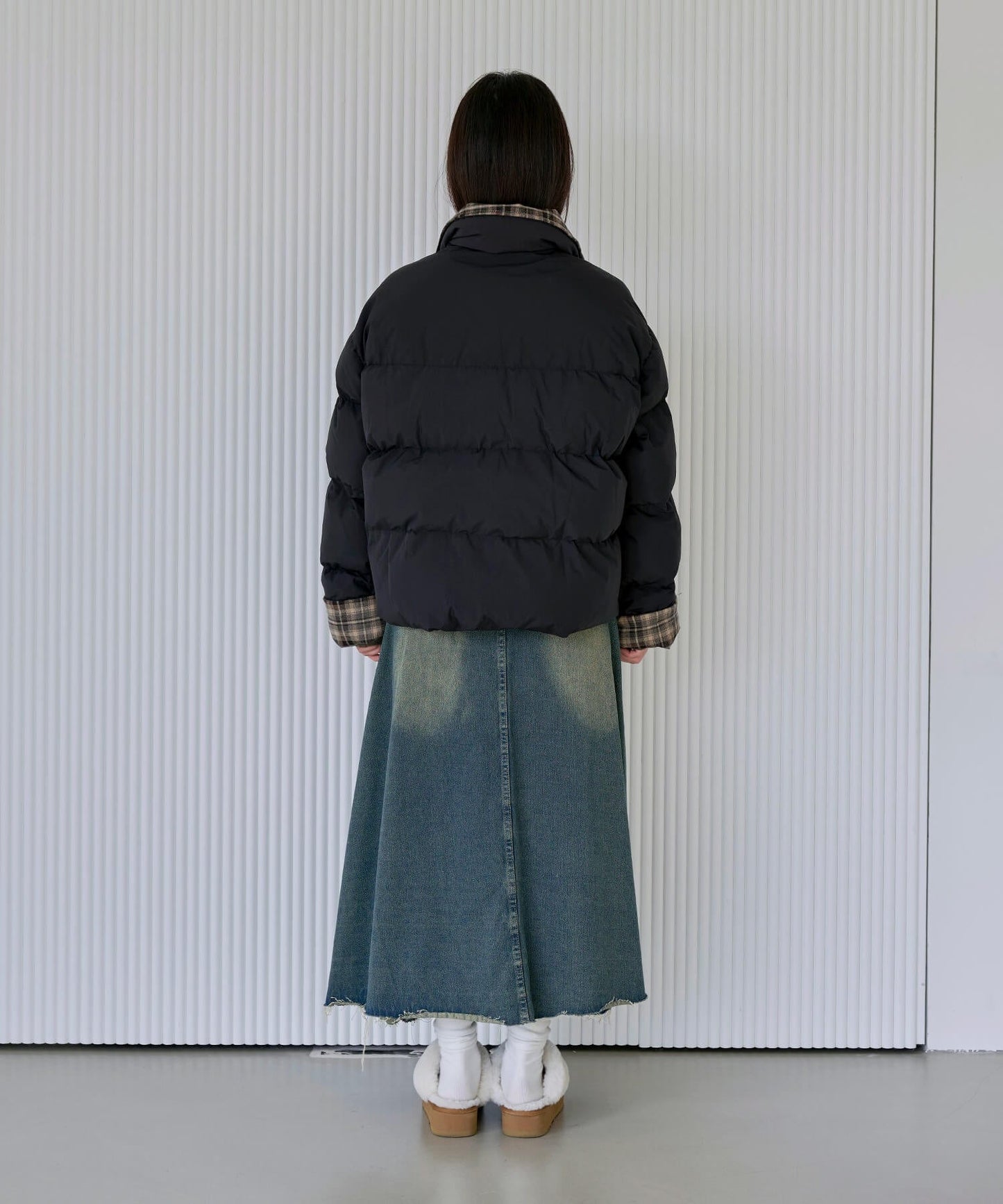 デイリーチェックバイカラー中綿ジャケット