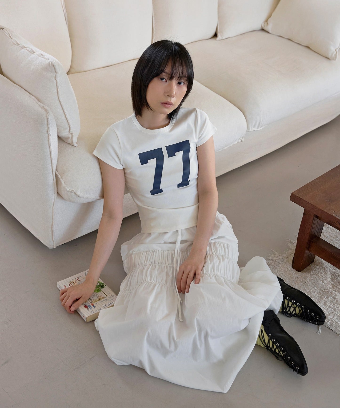 パステルナンバリングプリント半袖Tシャツ