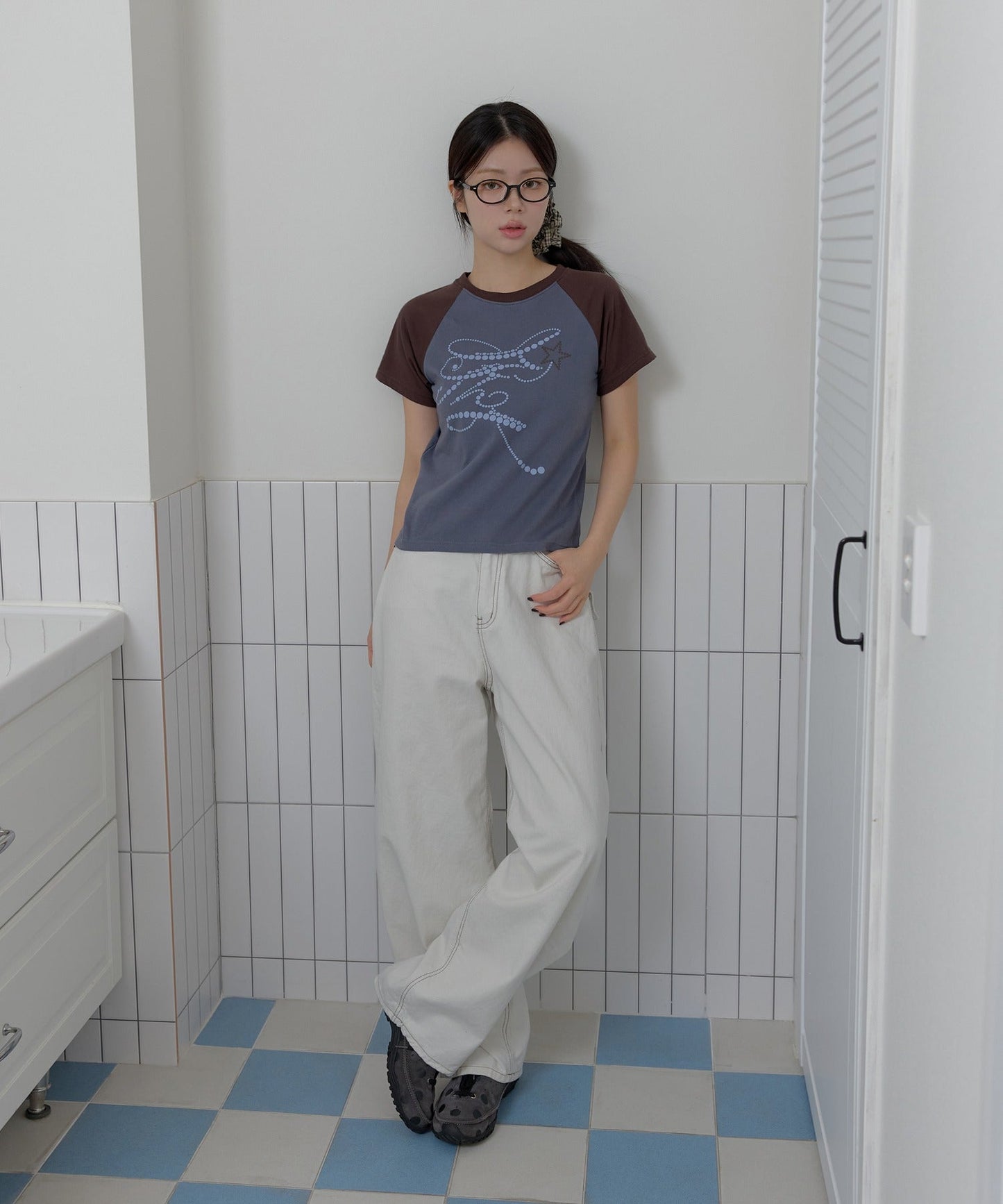 フェアリーナグランカジュアルレタリングバイカラー半袖Tシャツカットソー