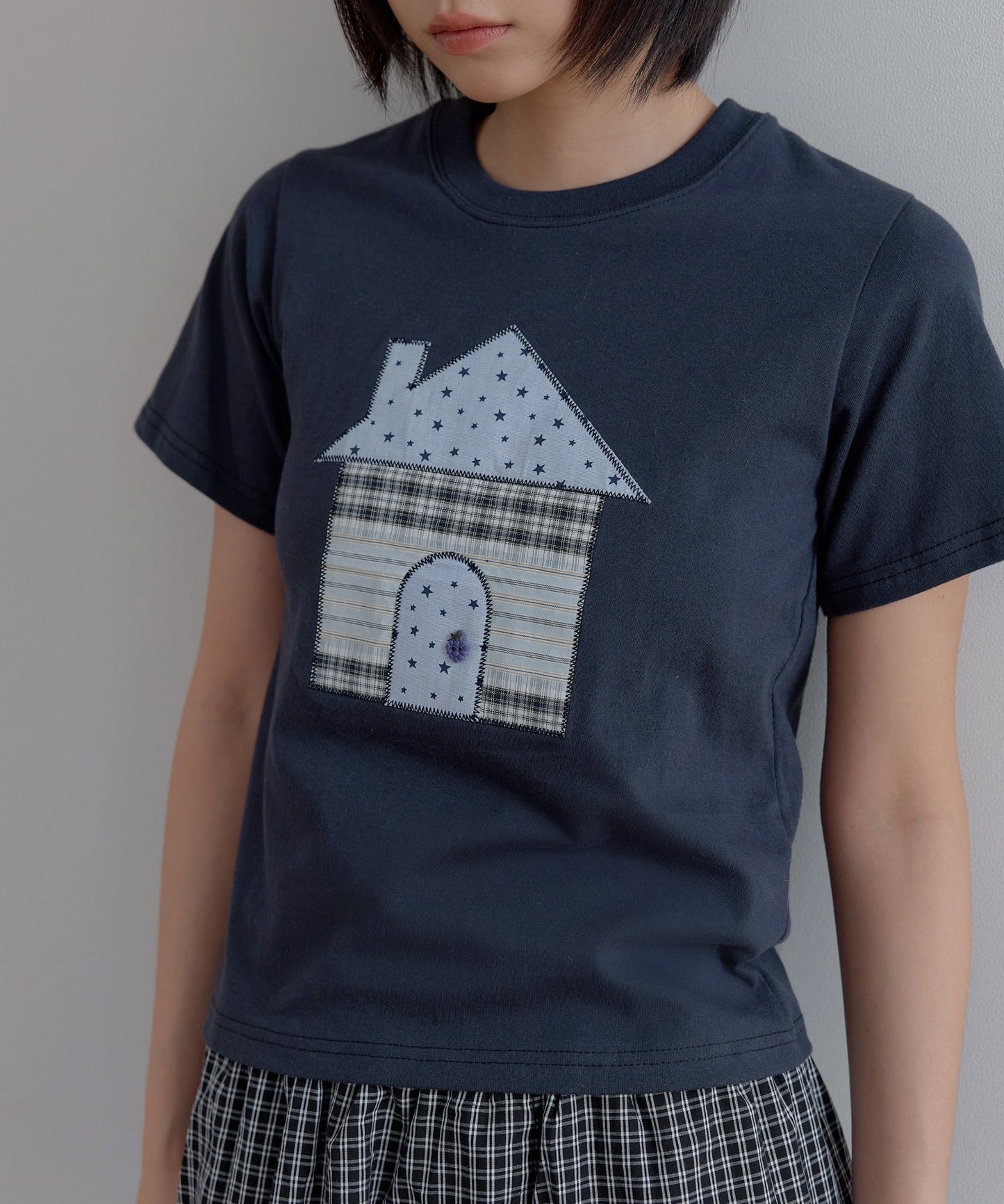 ユニークスターホーム刺繍半袖Tシャツカットソー
