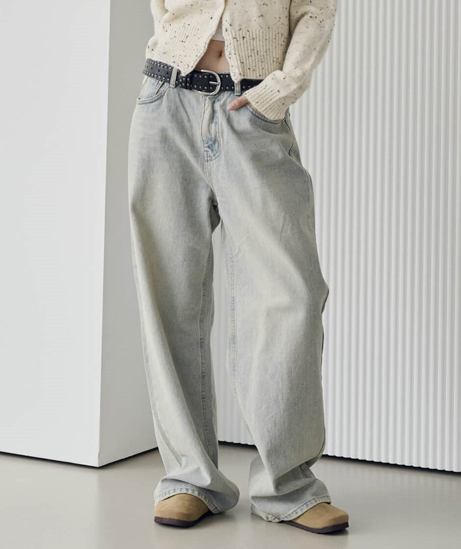 【UNISEX】オールドウォッシングビンテージワイドデニム