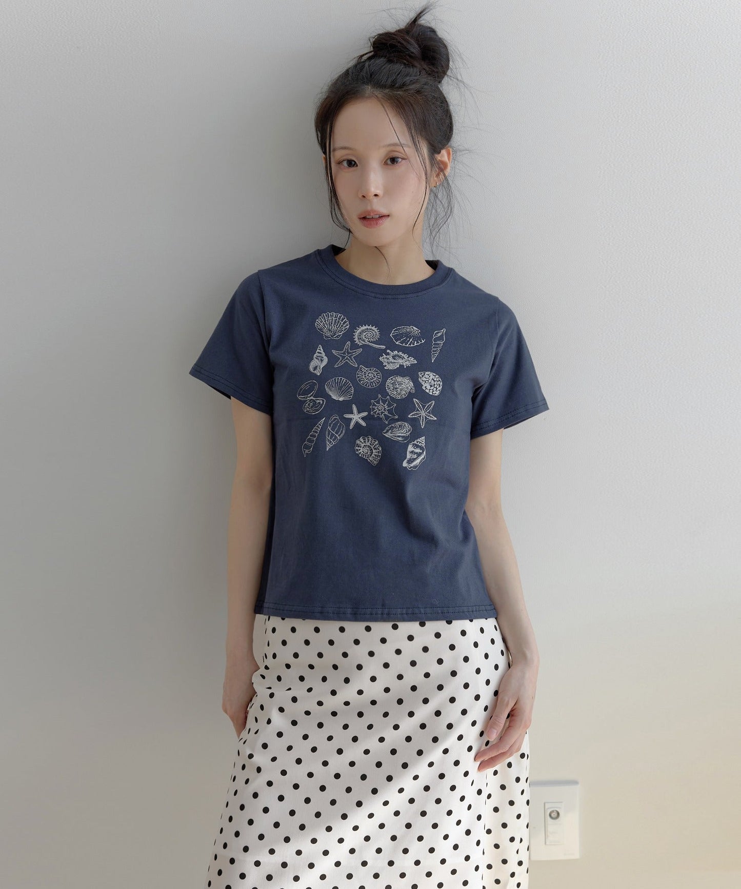 シェルプリントヴィンテージ半袖Tシャツカットソー