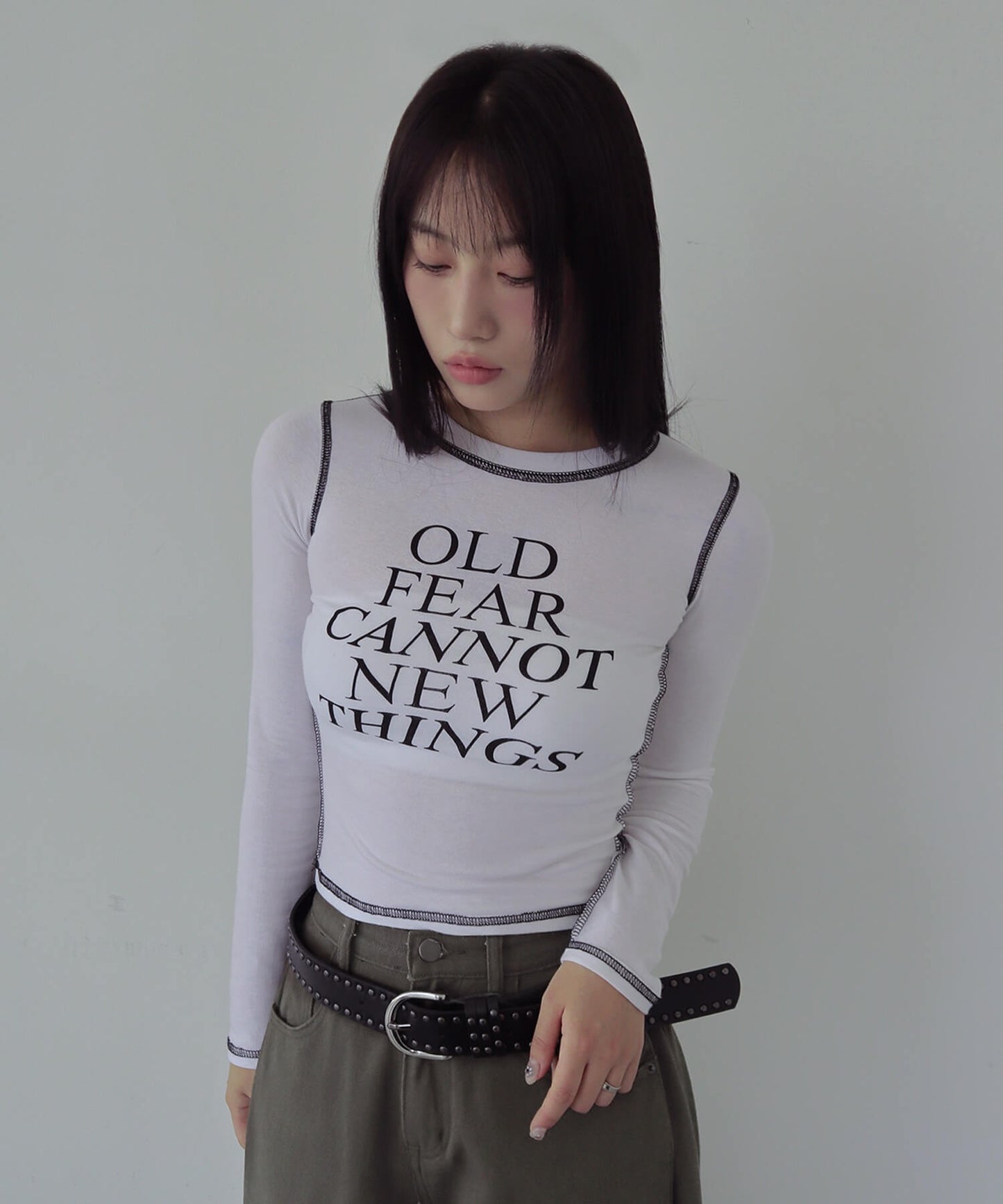 バイカラーオールドステッチ長袖Tシャツカットソー