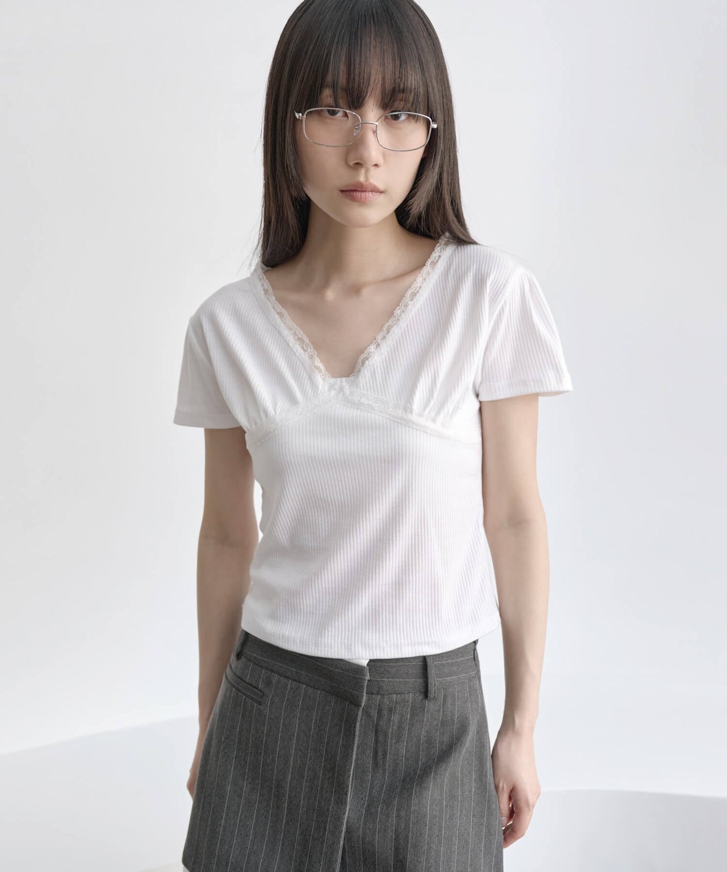 【UNE ORIGINAL】バレエコアラブリーレース半袖Ｔシャツカットソー