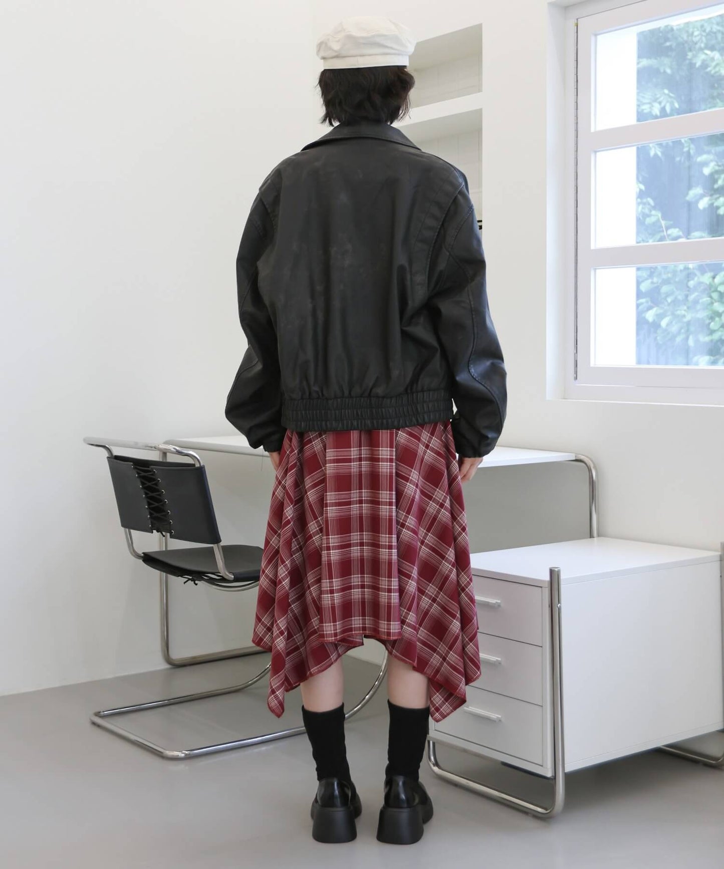 【丈が選べる】ヴィンテージフェイクレザーブルゾンジャケット