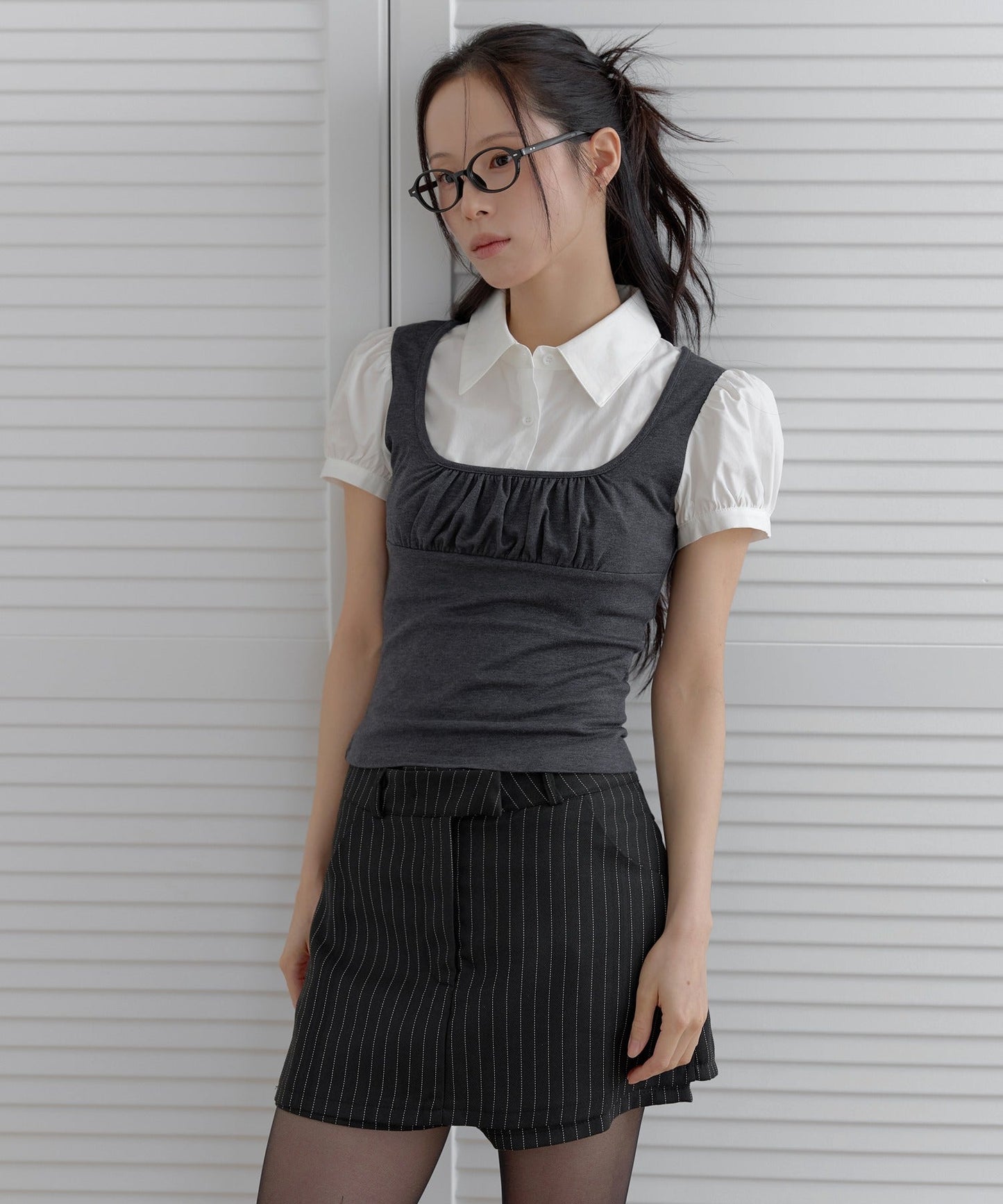バレエコアシャツレイヤードラブリーブラウス半袖Tシャツカットソー