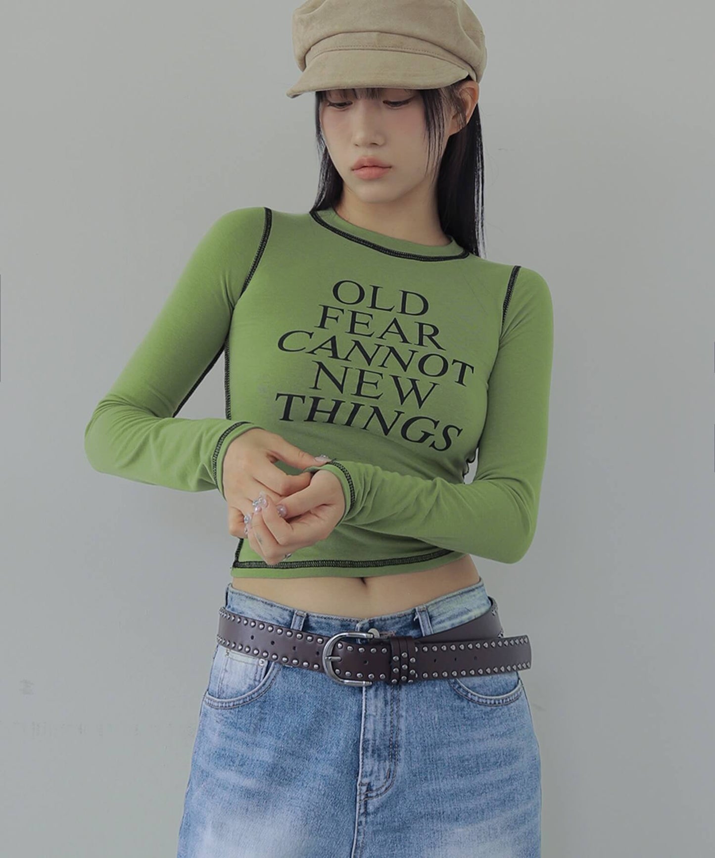バイカラーオールドステッチ長袖Tシャツカットソー