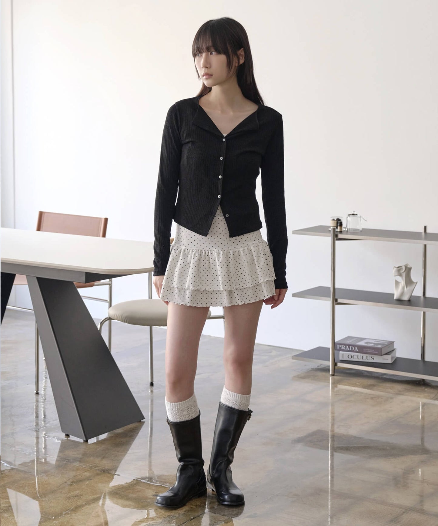 ドミュアルックスリムフィットリブガーディガン
