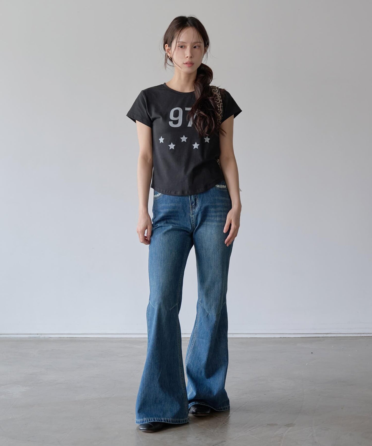 97スターレタリングクロップド半袖Tシャツ