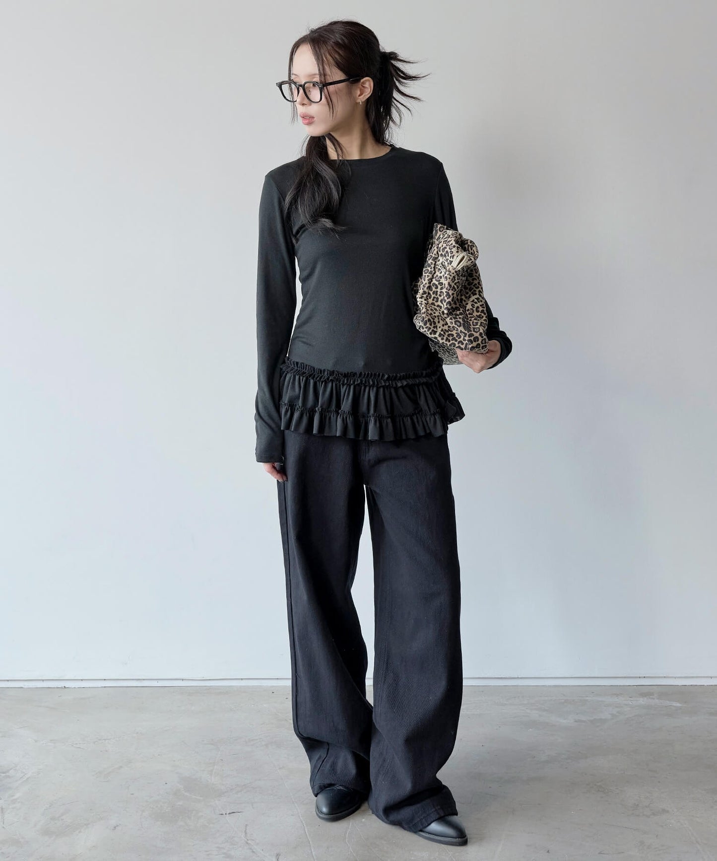 ベリーティアードフリルシャーリングレイヤードTシャツカットソー