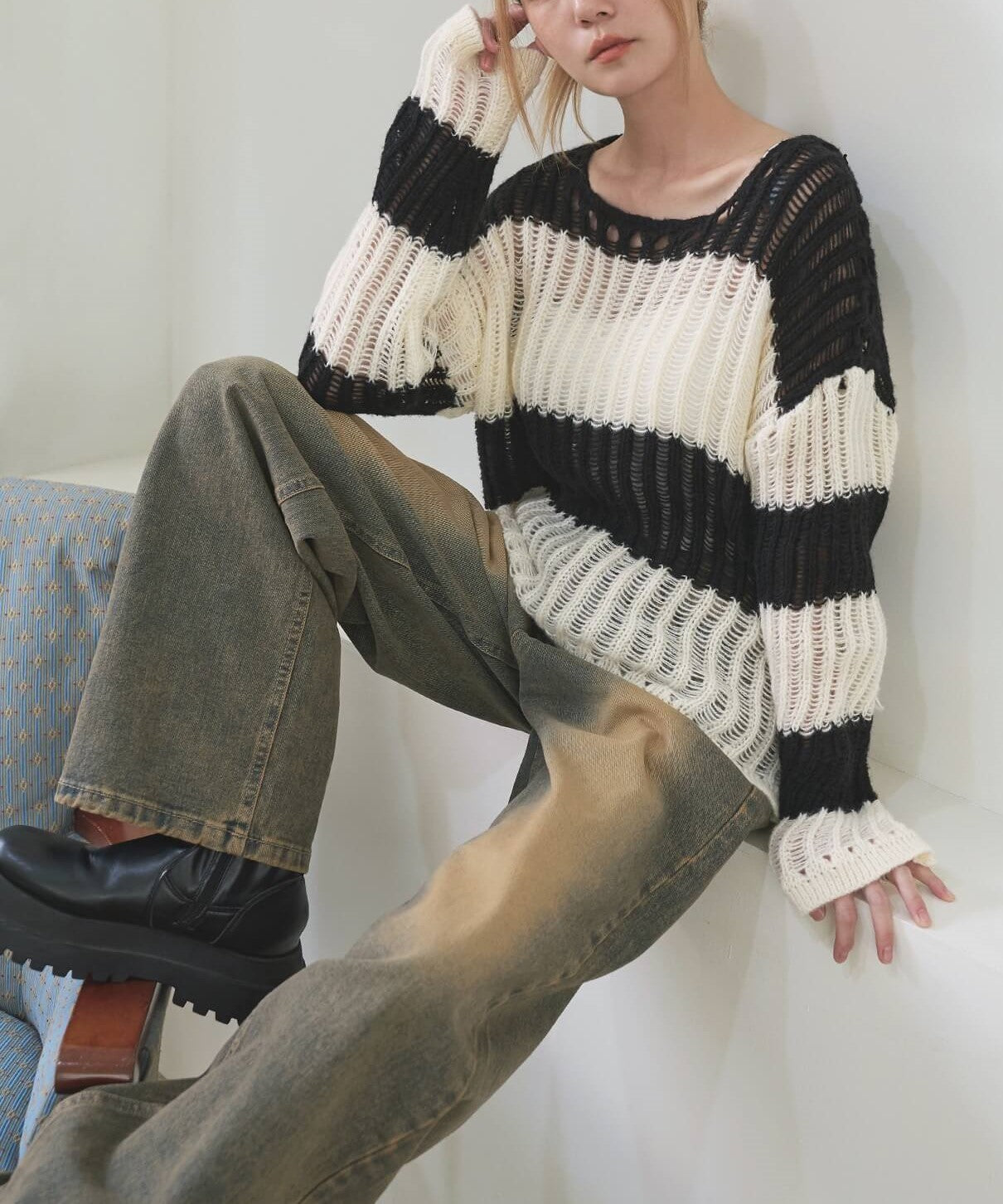 【UNISEX】オールドウォッシングビンテージワイドデニム