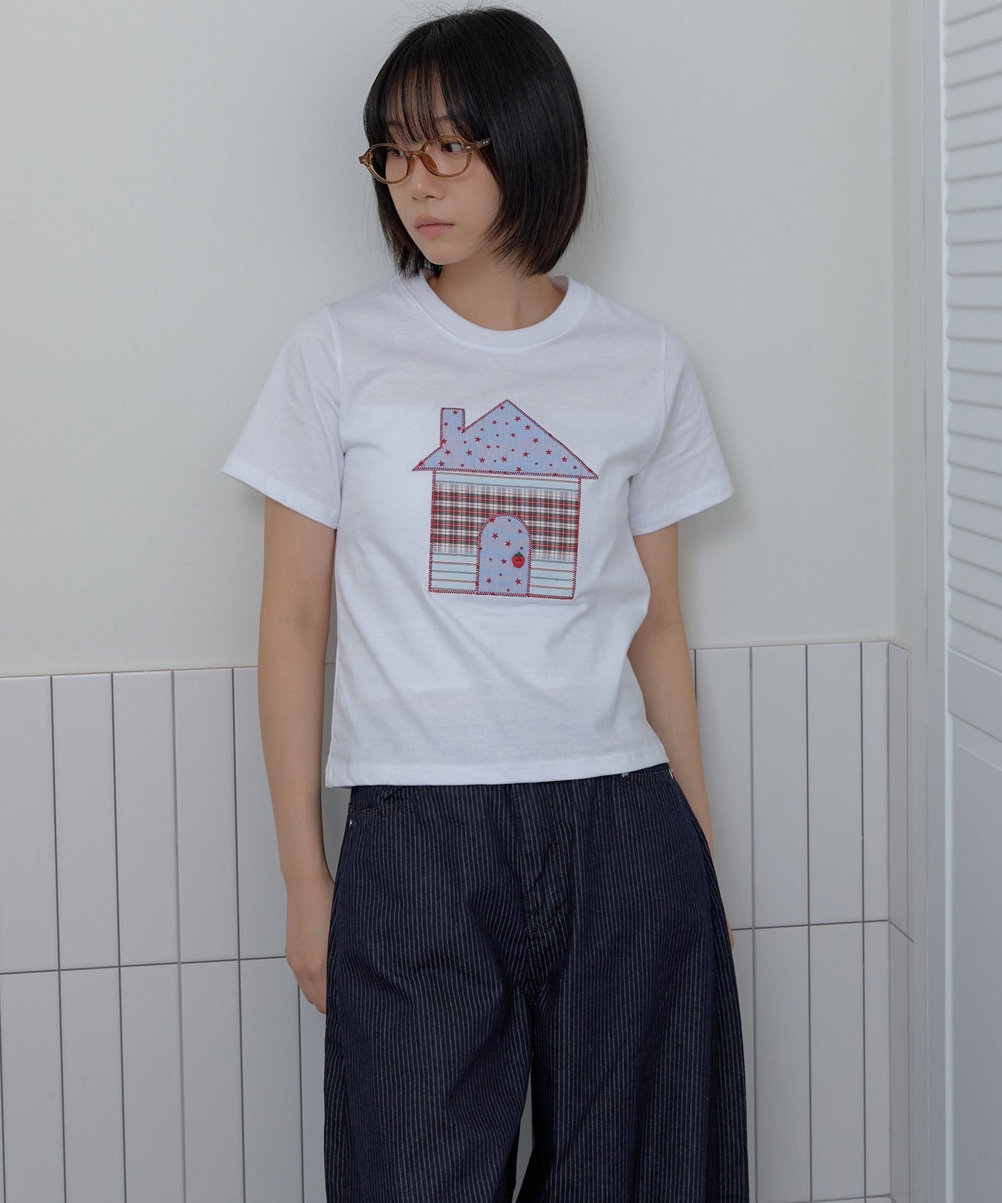 ユニークスターホーム刺繍半袖Tシャツカットソー