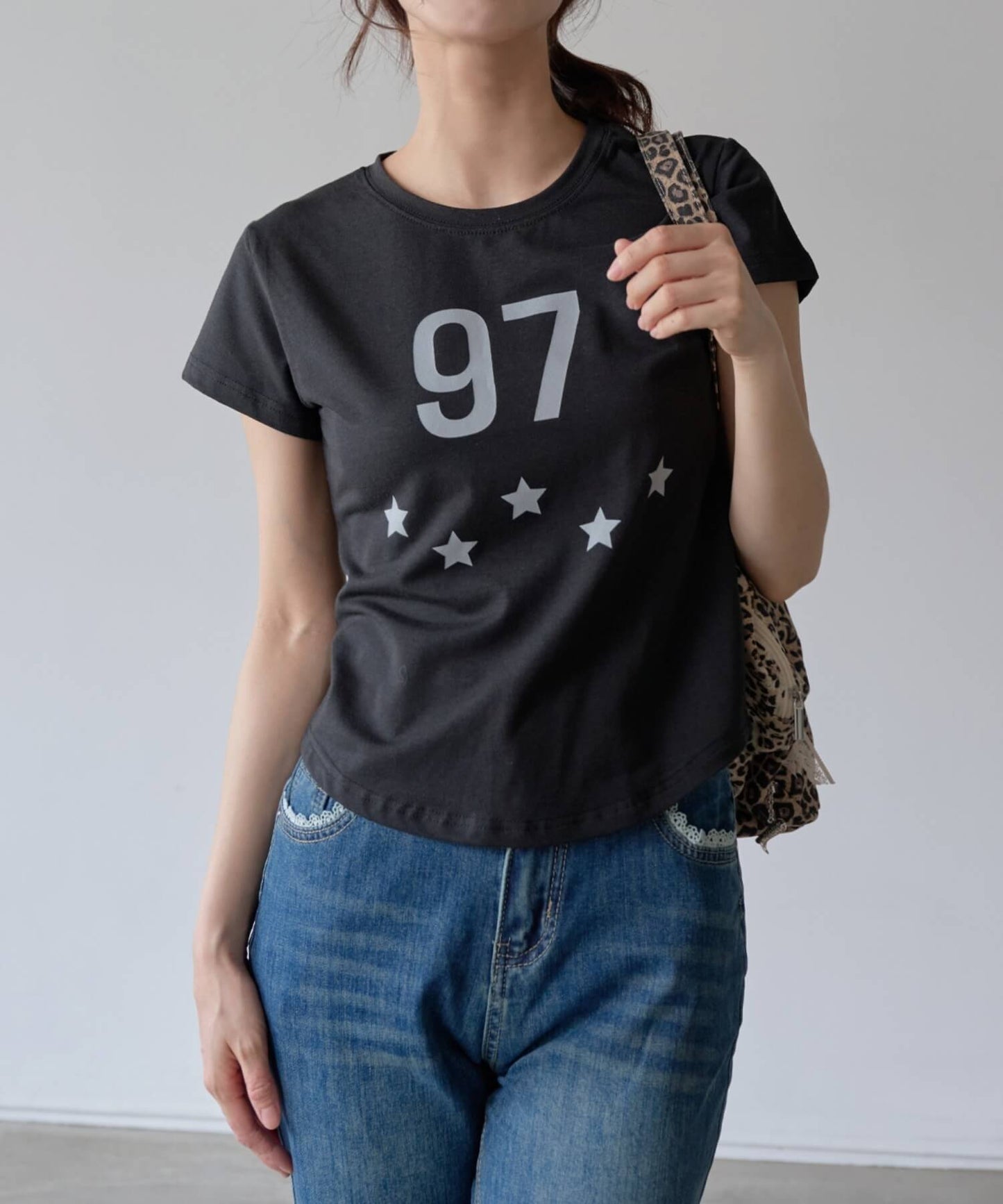 97スターレタリングクロップド半袖Tシャツ
