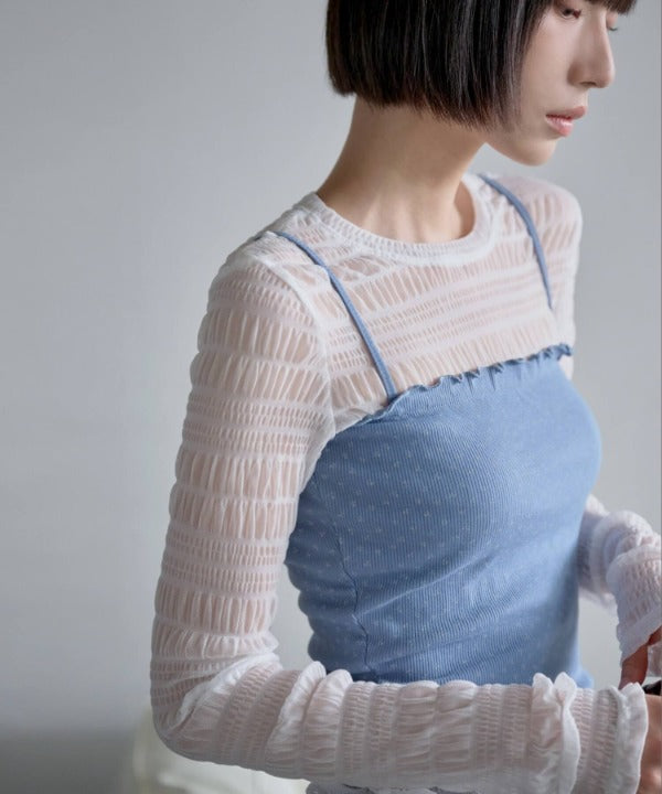 【レイヤード用おすすめ】ユニークボーダースモークシースルーカットソー