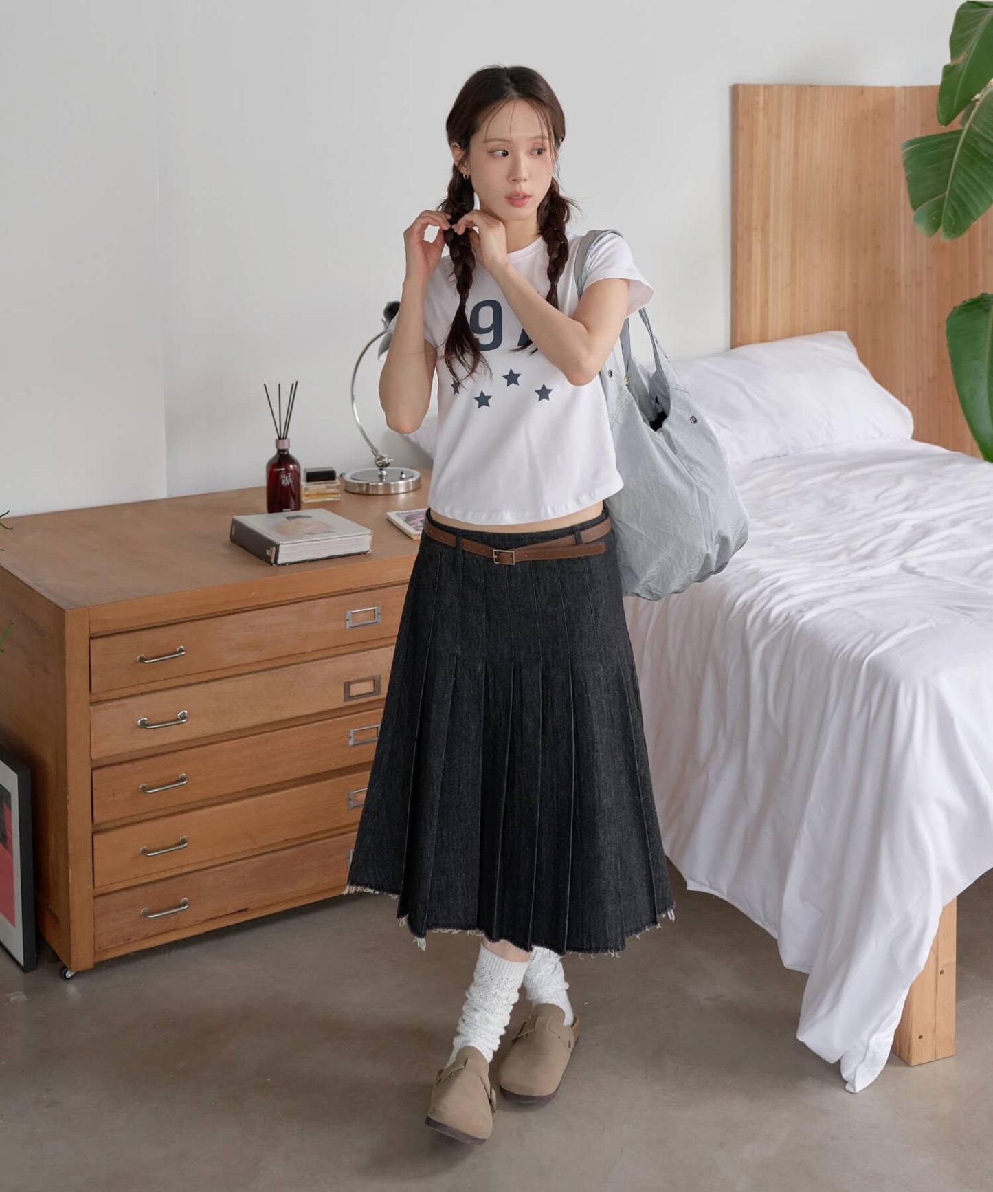 97スターレタリングクロップド半袖Tシャツ