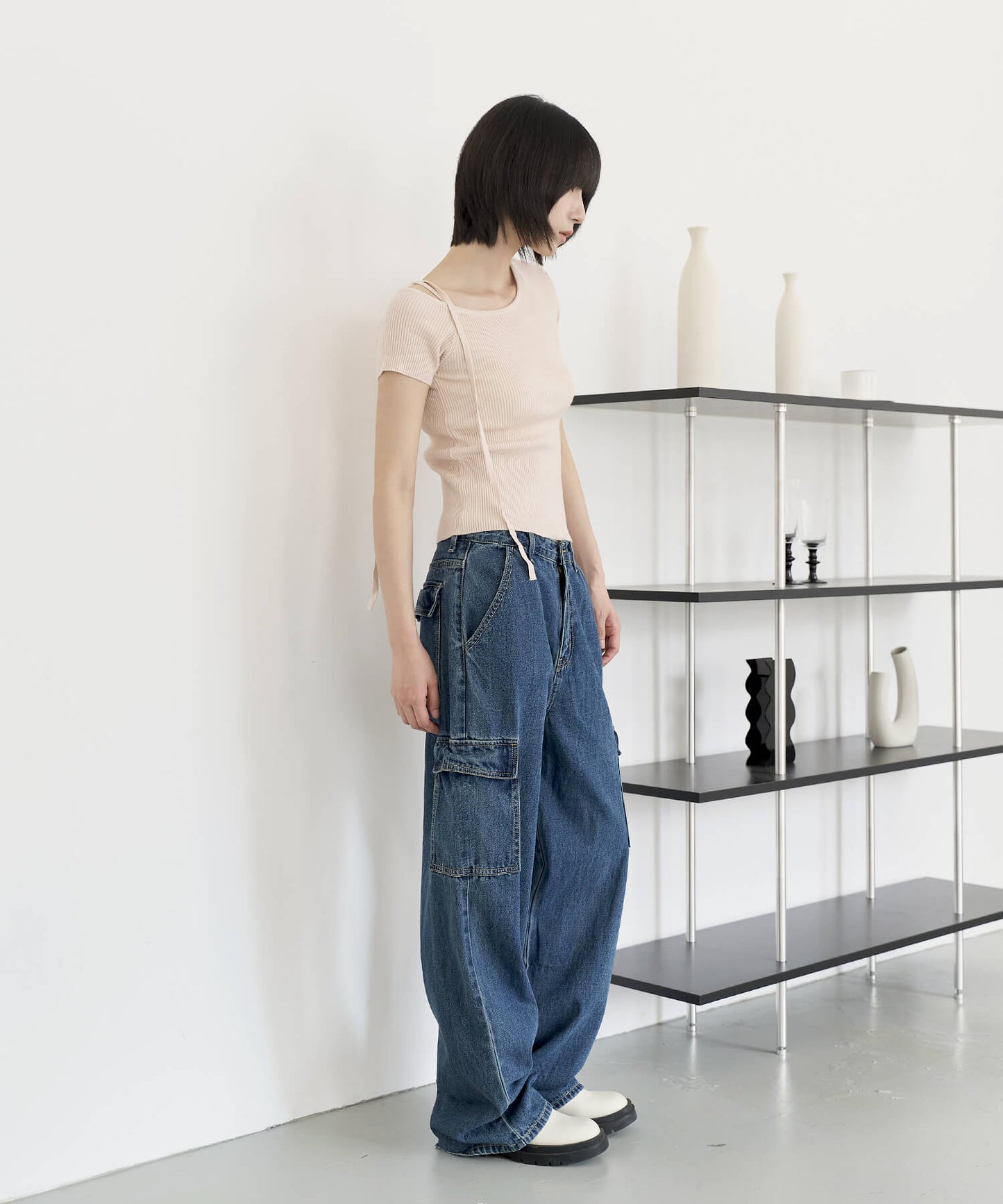 【UNISEX】ユニークポケットカーゴデニムパンツ