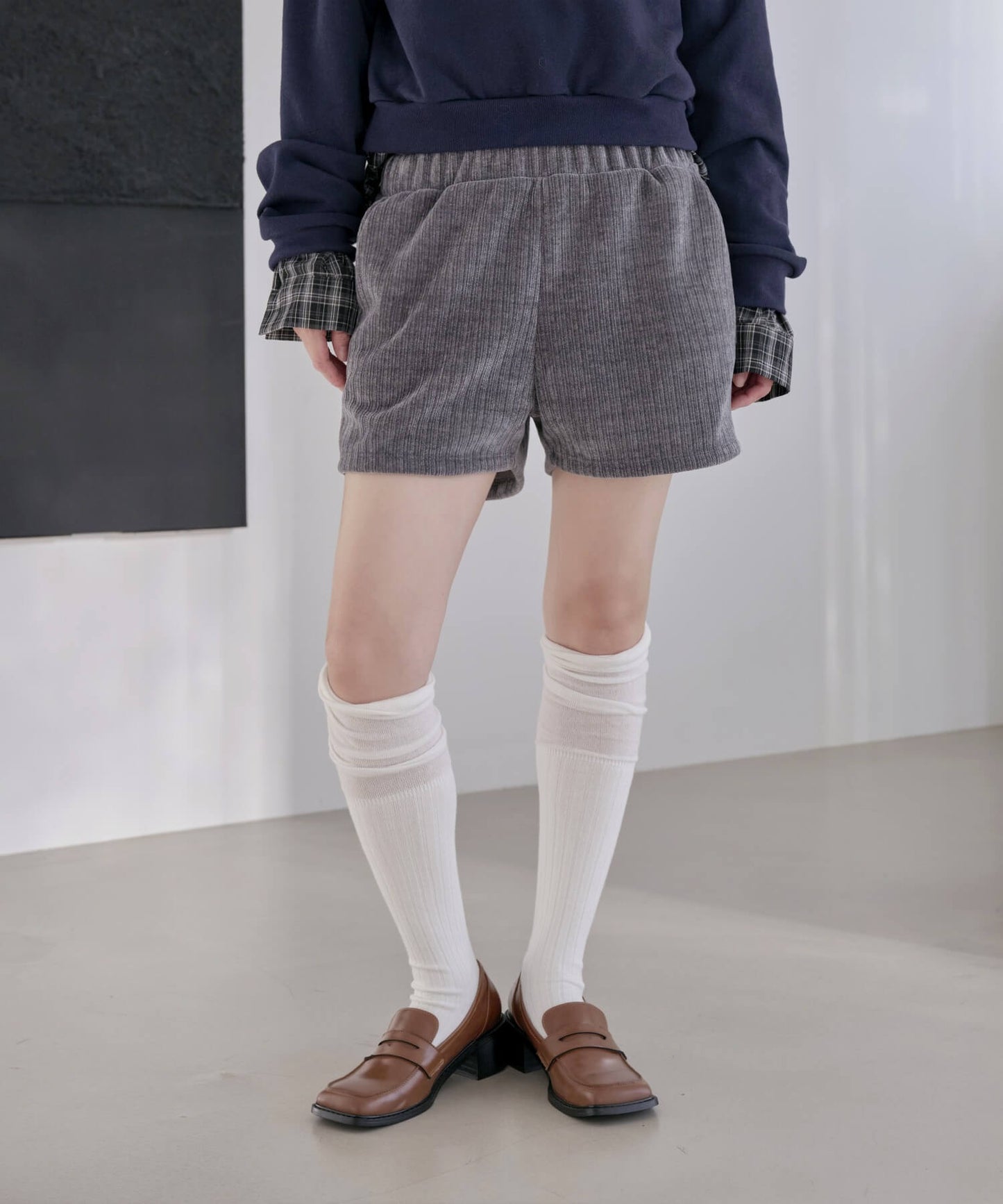 ウエストゴムコーデュロイニットショートパンツ